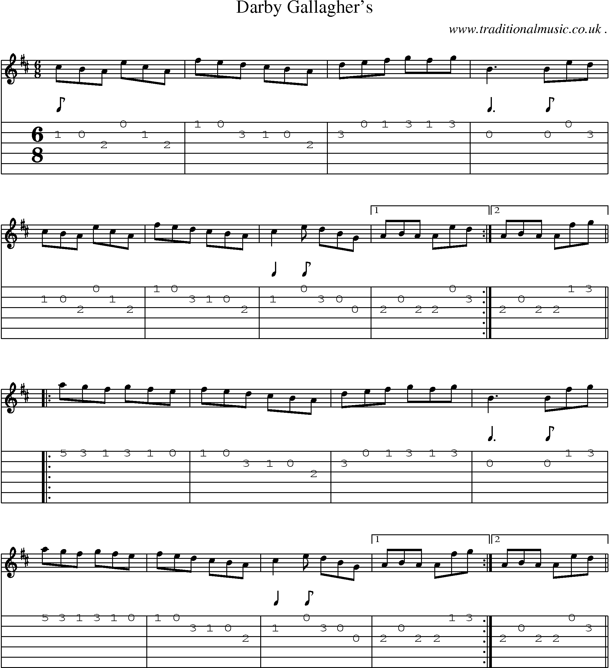 Sheet-Music and Guitar Tabs for Darby Gallaghers