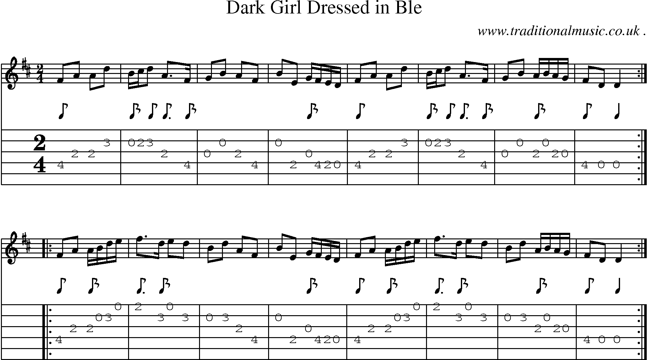 Sheet-Music and Guitar Tabs for Dark Girl Dressed In Ble