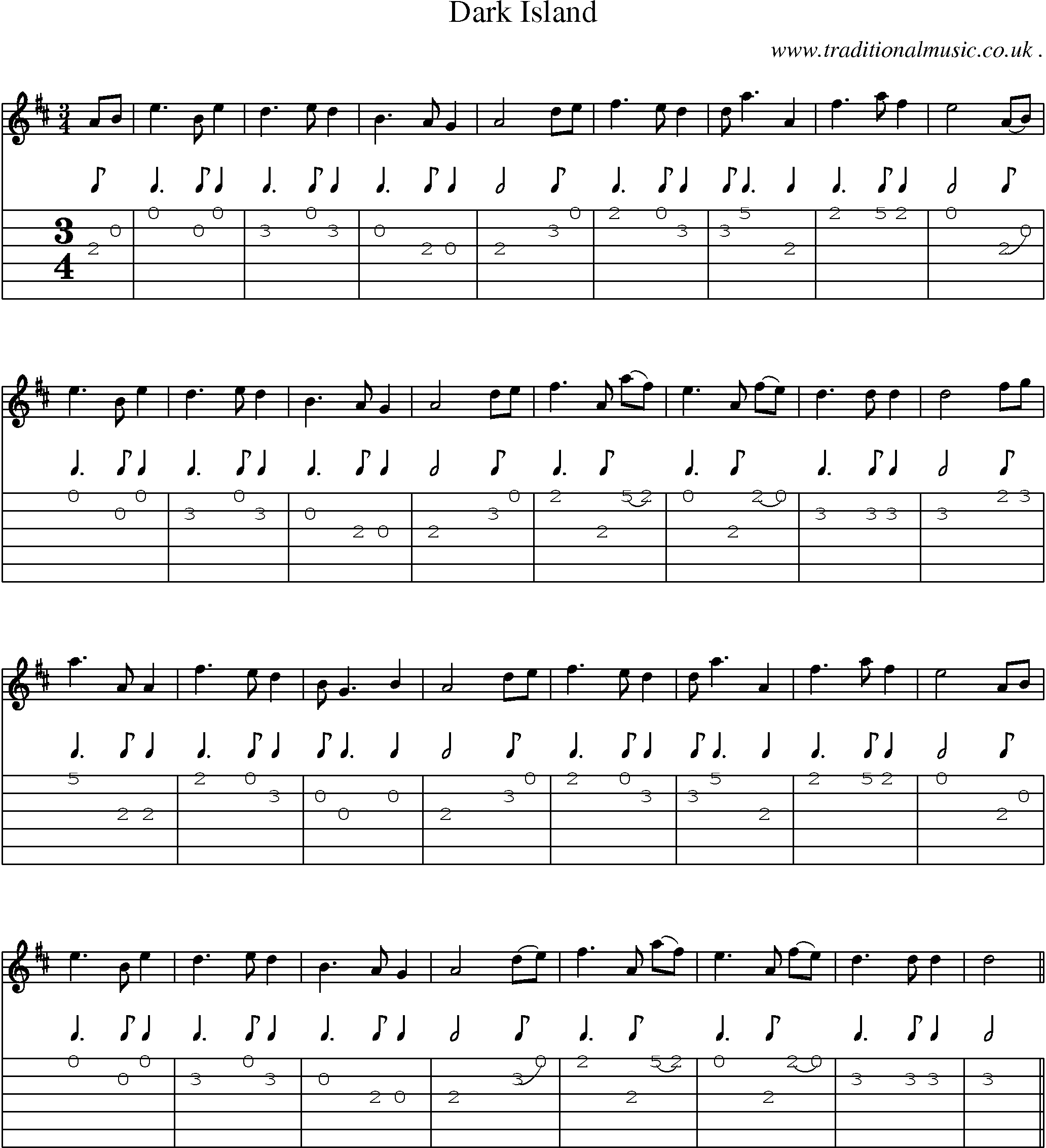 Sheet-Music and Guitar Tabs for Dark Island