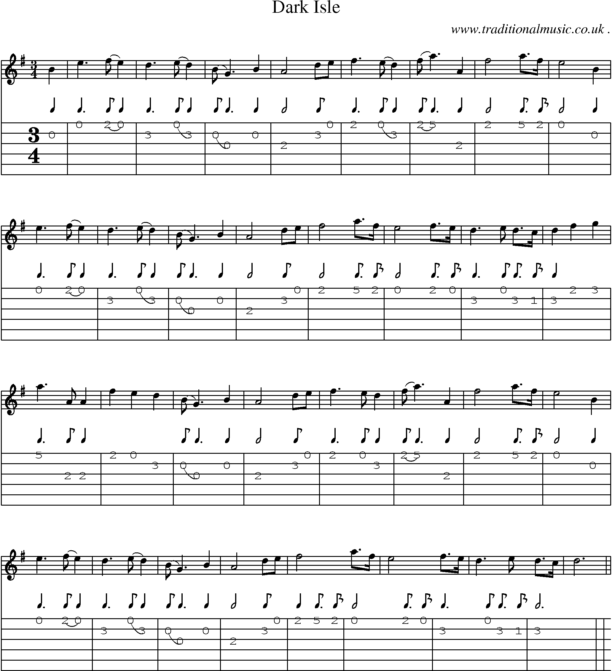 Sheet-Music and Guitar Tabs for Dark Isle