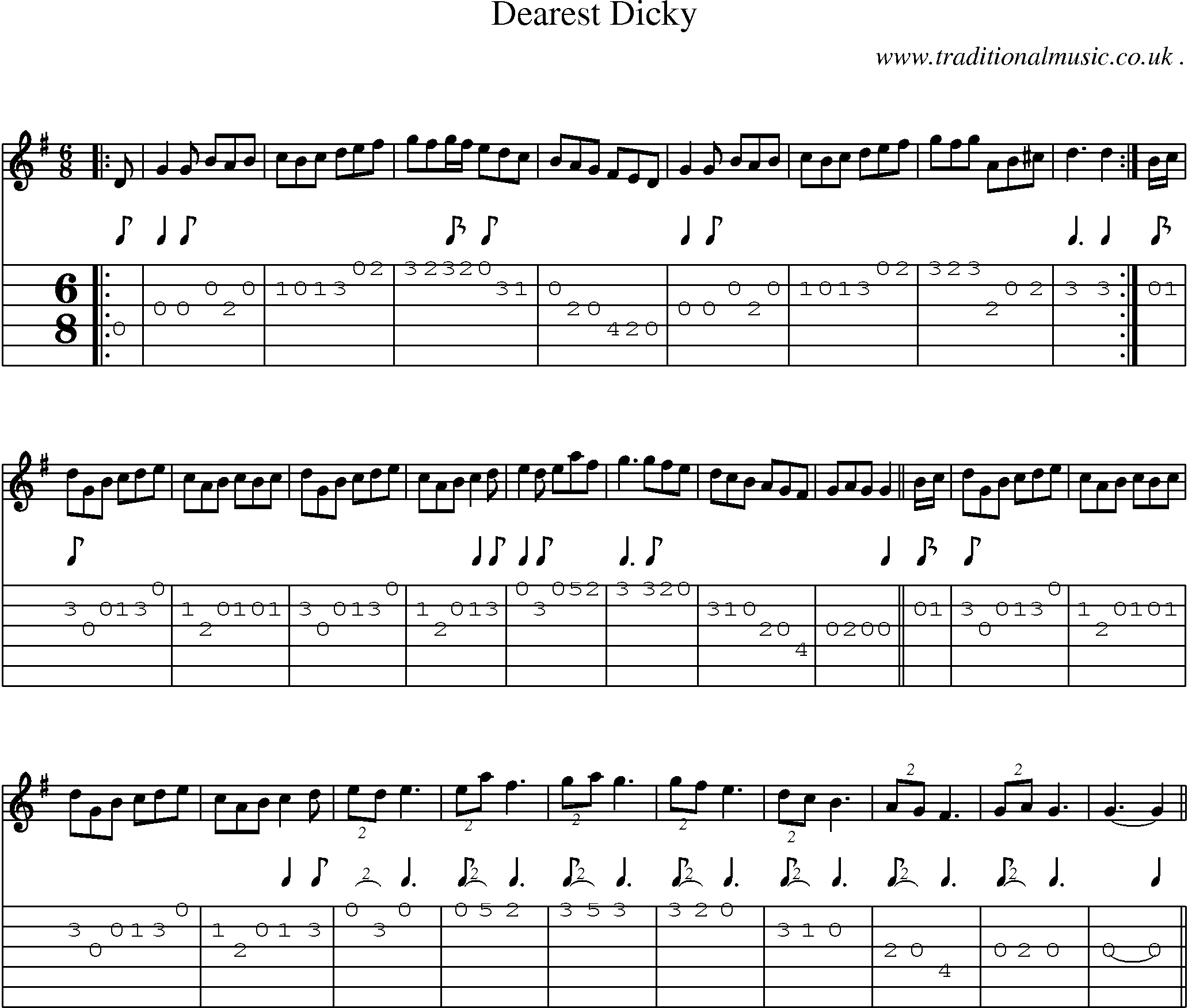Sheet-Music and Guitar Tabs for Dearest Dicky