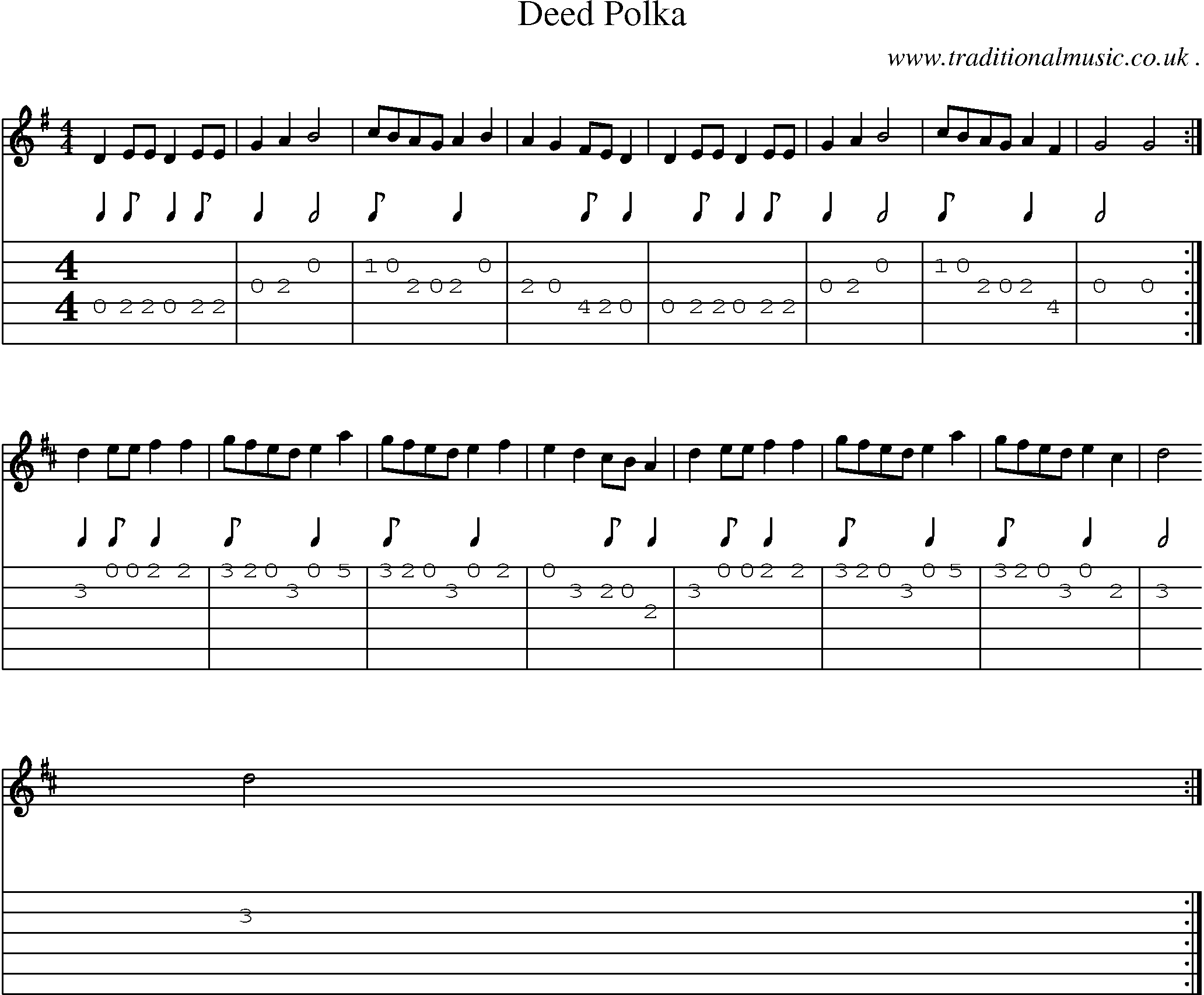Sheet-Music and Guitar Tabs for Deed Polka