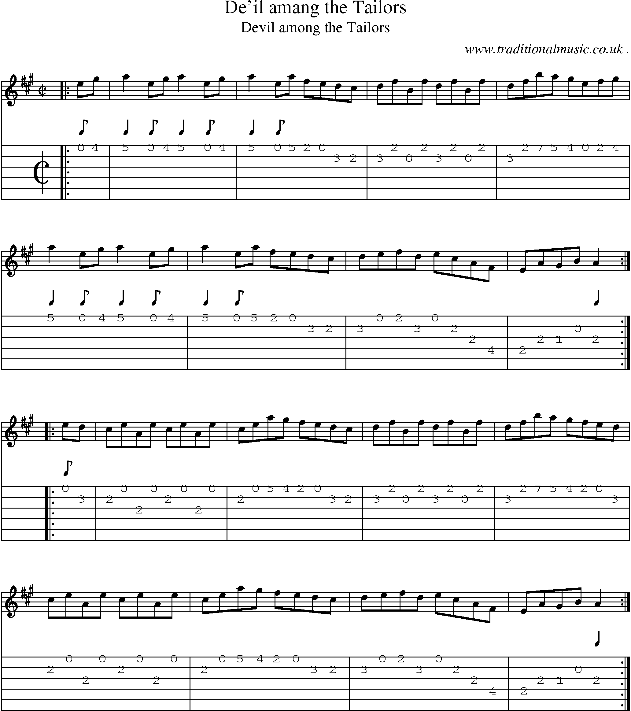 Sheet-Music and Guitar Tabs for Deil Amang The Tailors