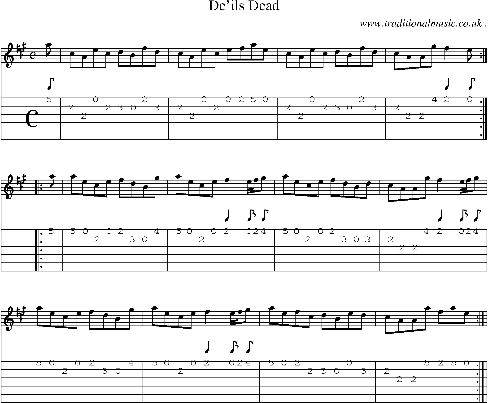 Sheet-Music and Guitar Tabs for Deils Dead