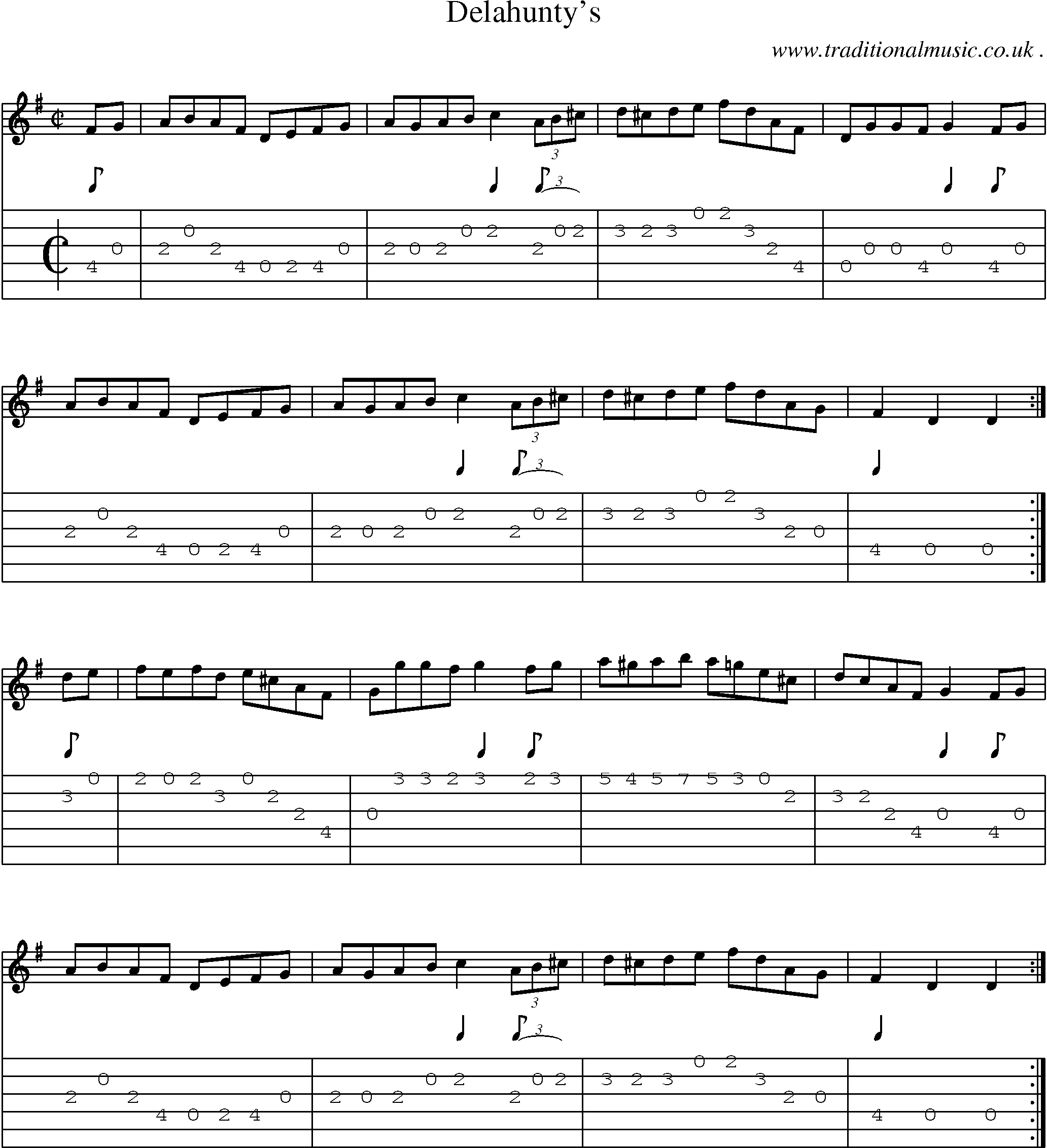 Sheet-Music and Guitar Tabs for Delahuntys