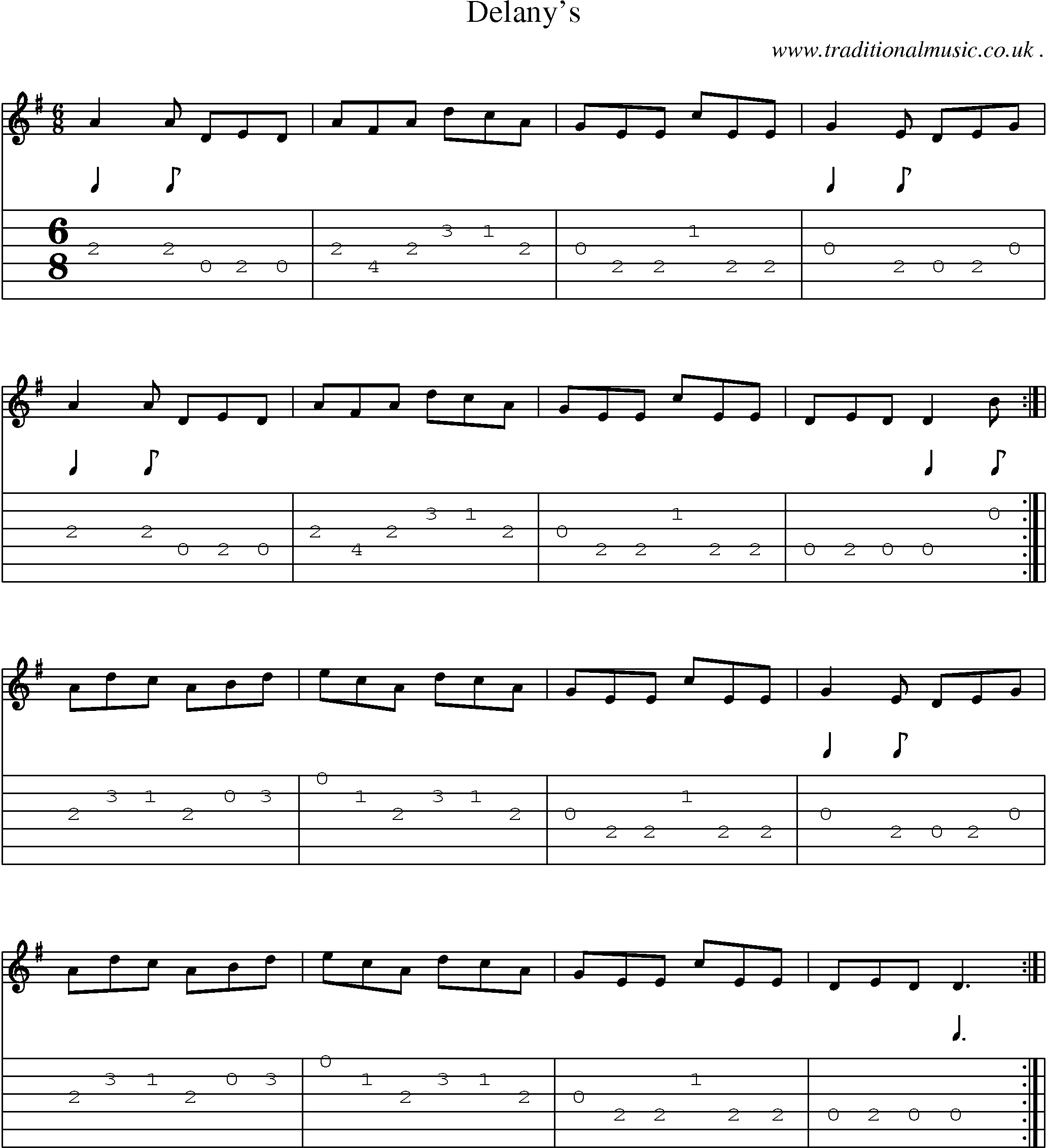 Sheet-Music and Guitar Tabs for Delanys