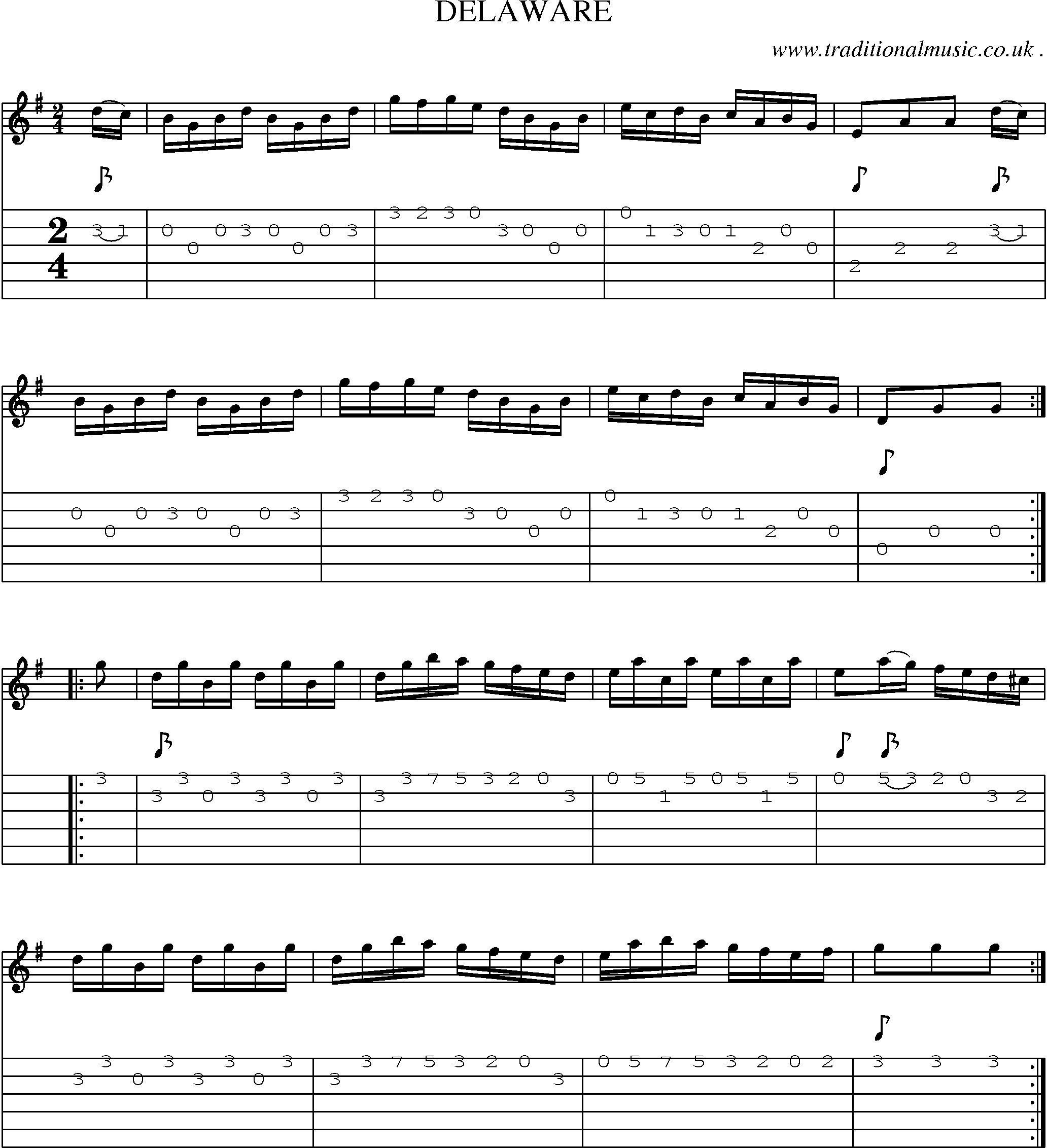 Sheet-Music and Guitar Tabs for Delaware