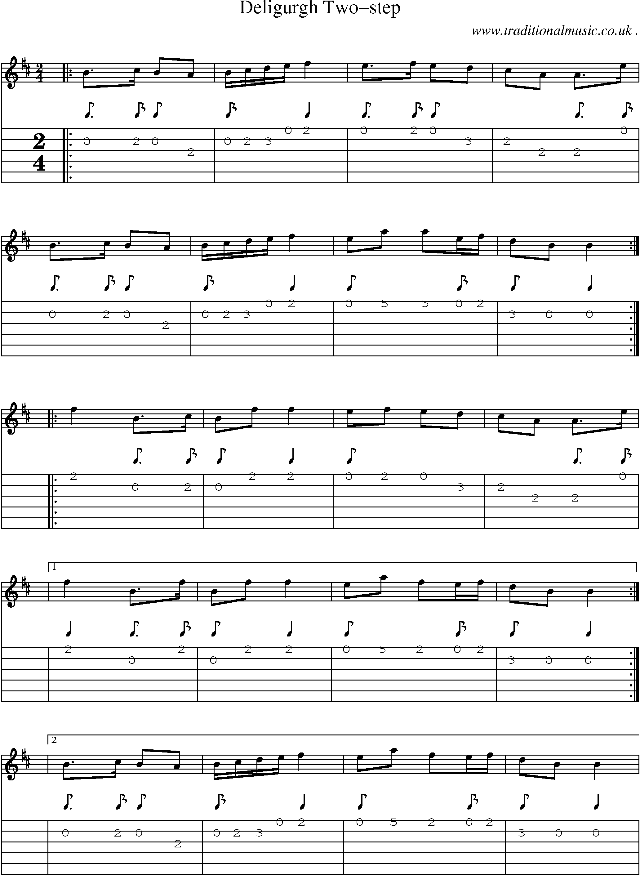 Sheet-Music and Guitar Tabs for Deligurgh Two-step