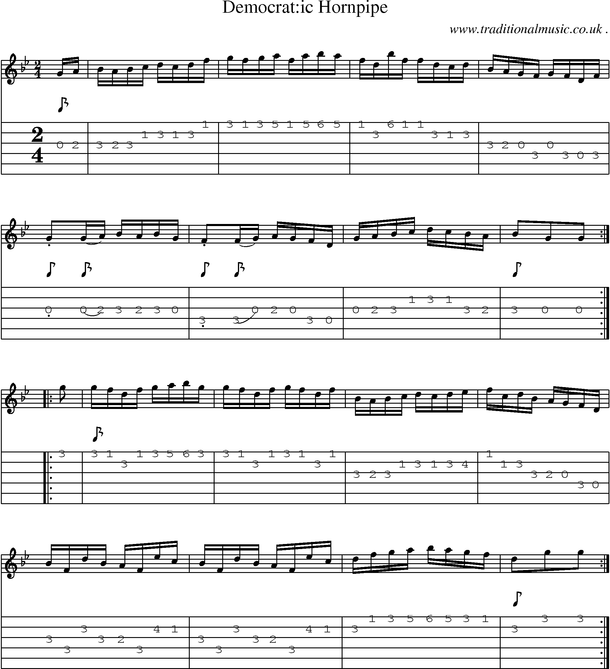 Sheet-Music and Guitar Tabs for Democratic Hornpipe
