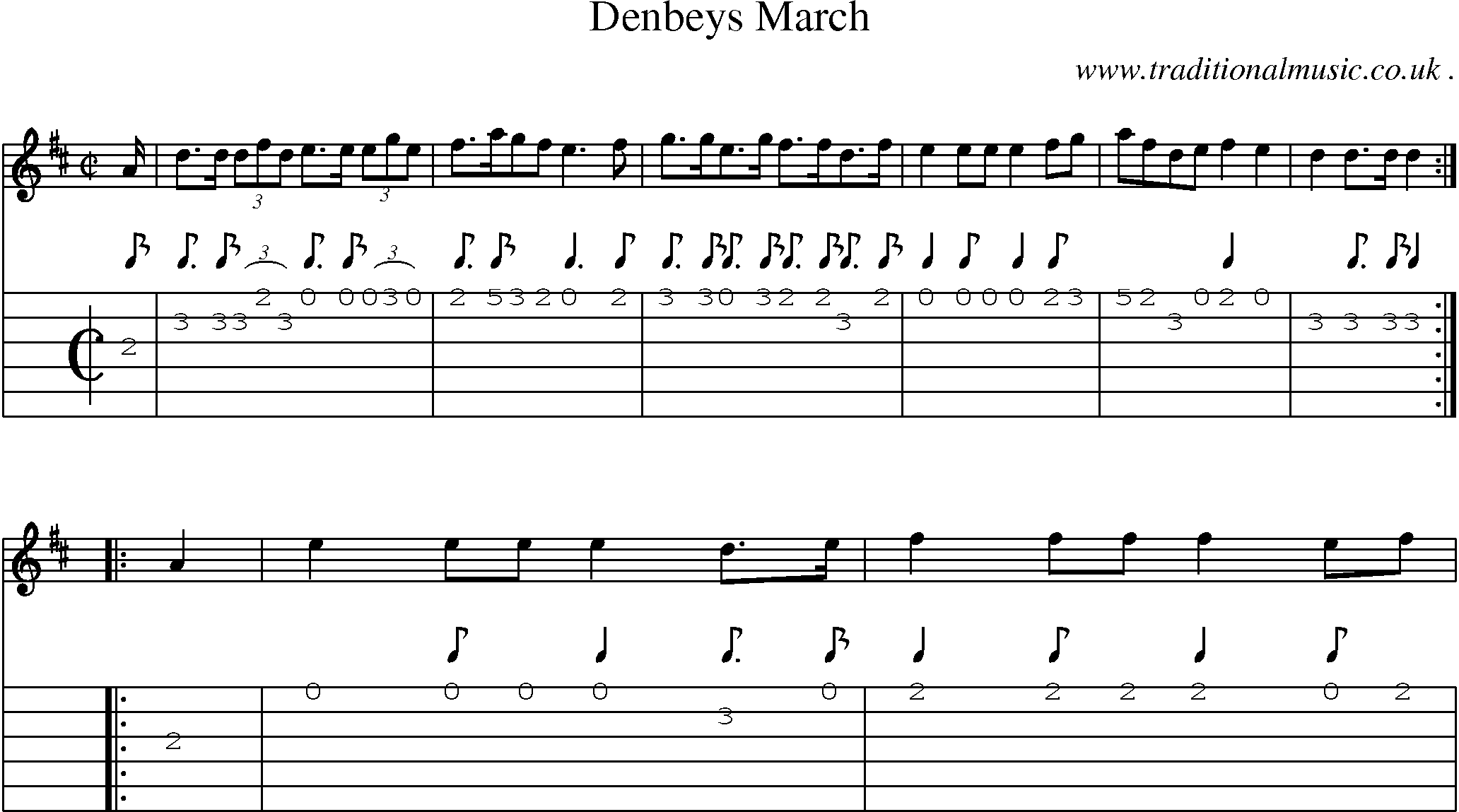 Sheet-Music and Guitar Tabs for Denbeys March
