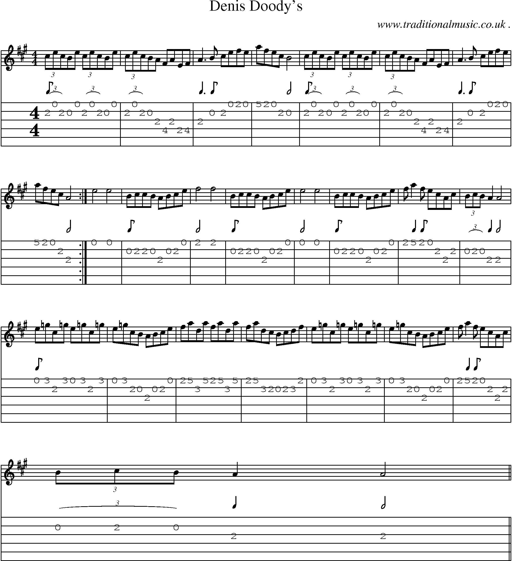 Sheet-Music and Guitar Tabs for Denis Doodys