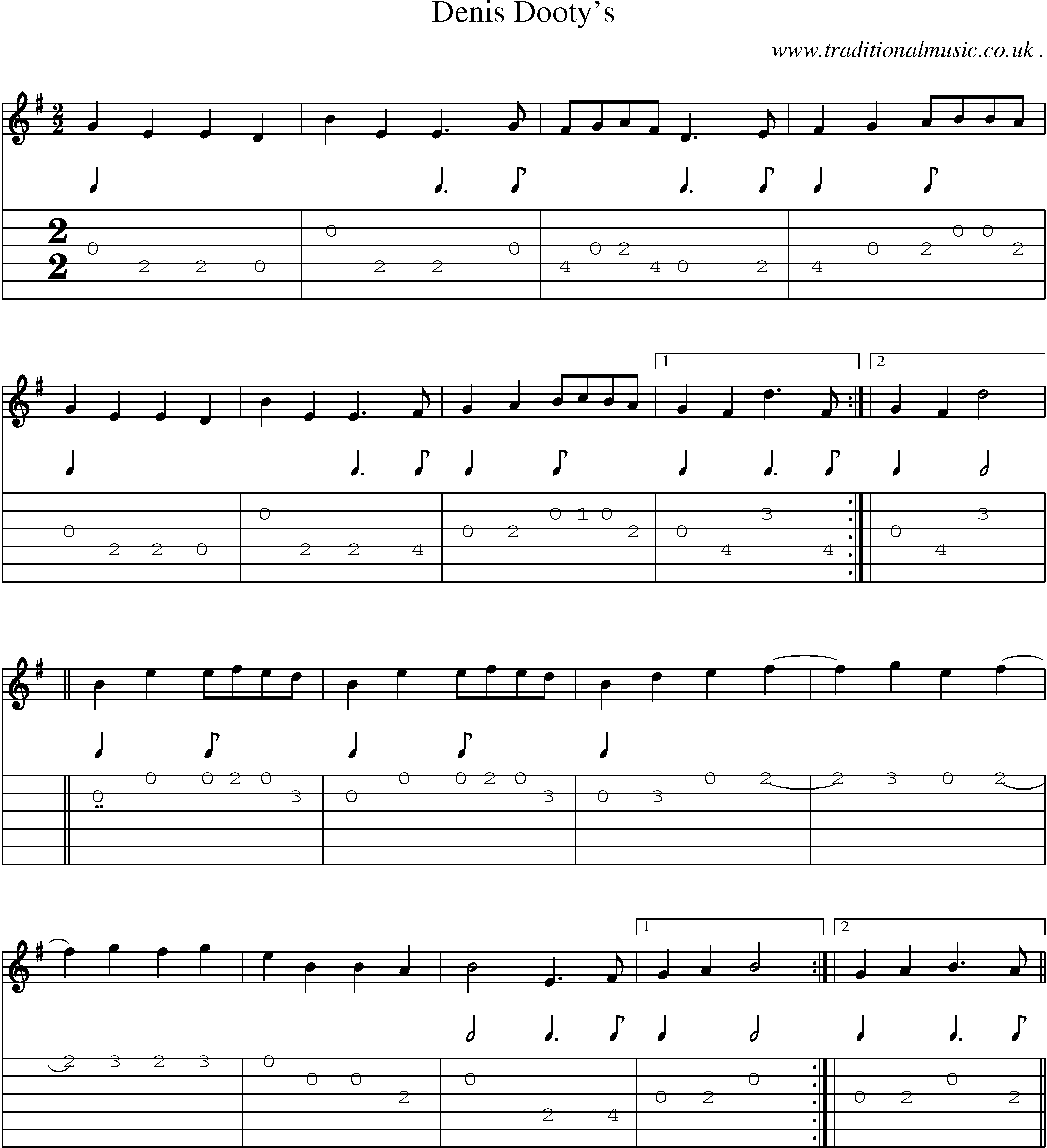 Sheet-Music and Guitar Tabs for Denis Dootys