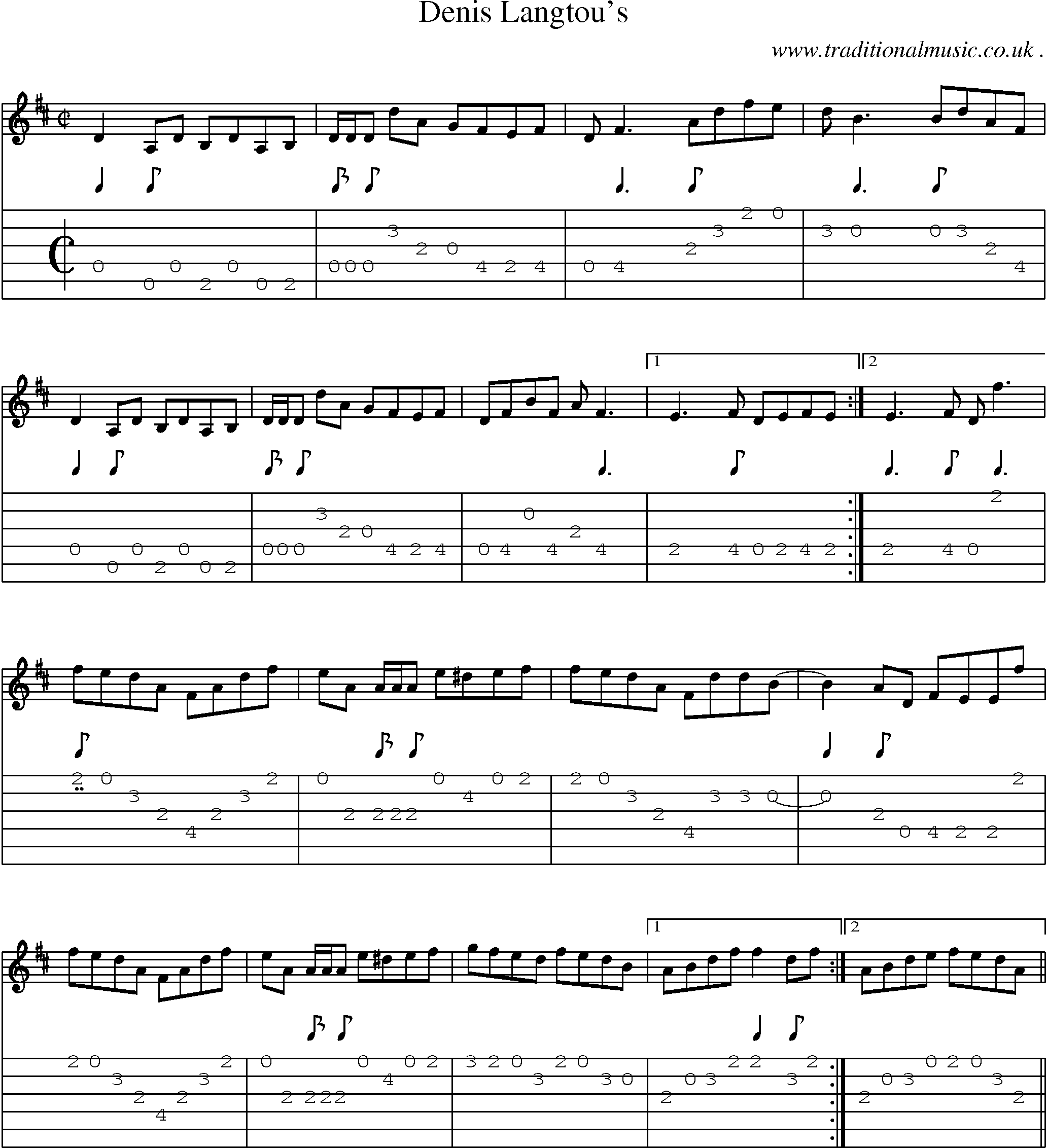 Sheet-Music and Guitar Tabs for Denis Langtous