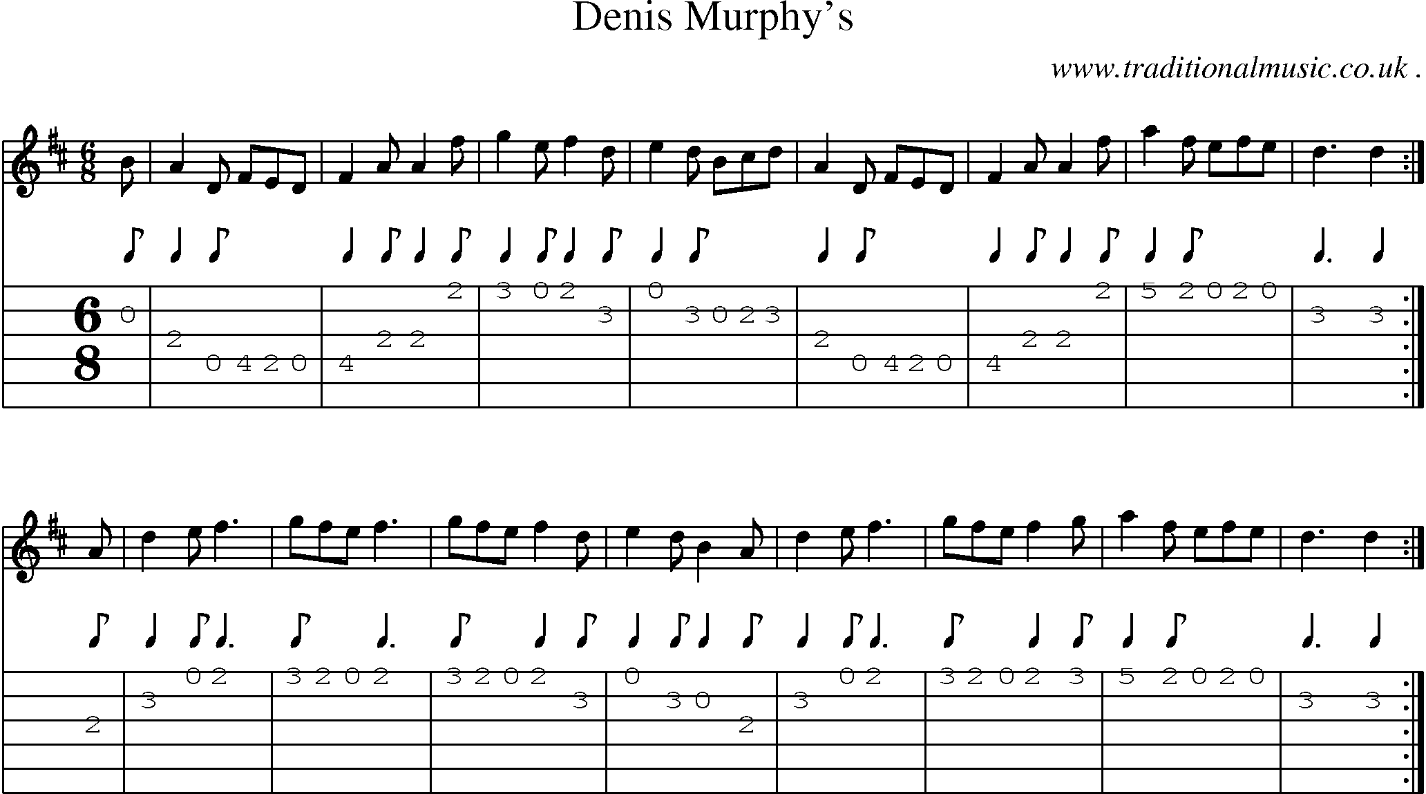 Sheet-Music and Guitar Tabs for Denis Murphys