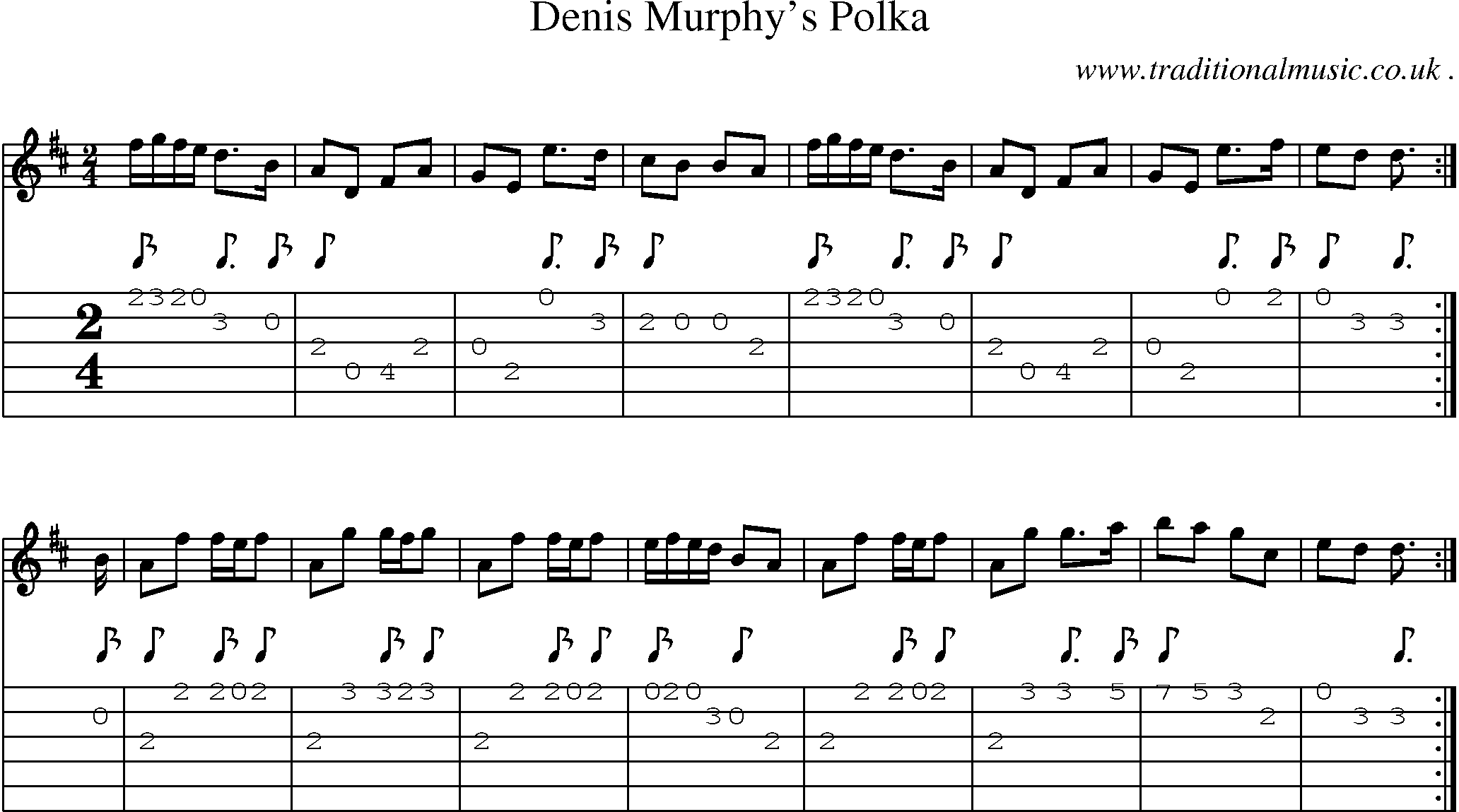 Sheet-Music and Guitar Tabs for Denis Murphys Polka