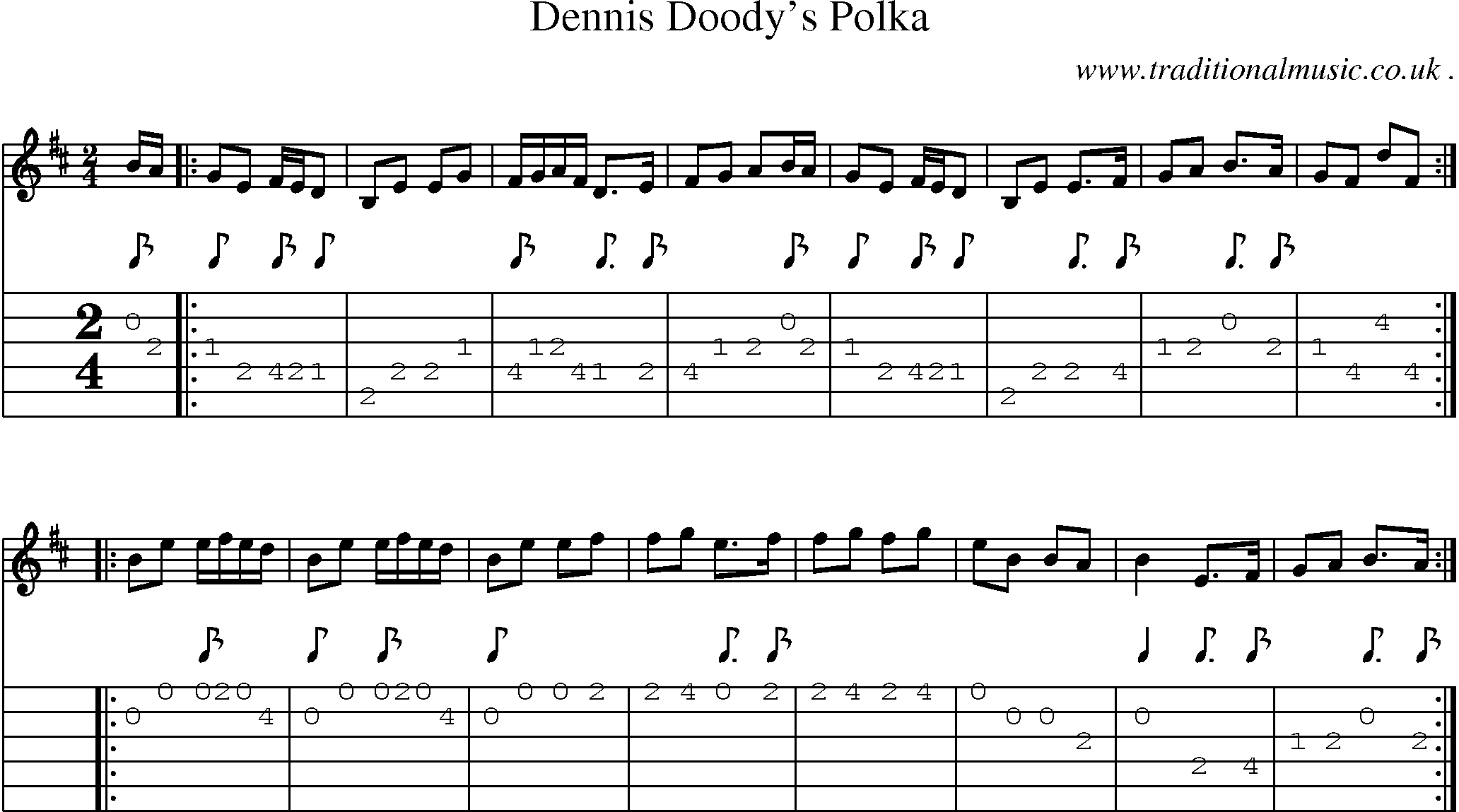 Sheet-Music and Guitar Tabs for Dennis Doodys Polka