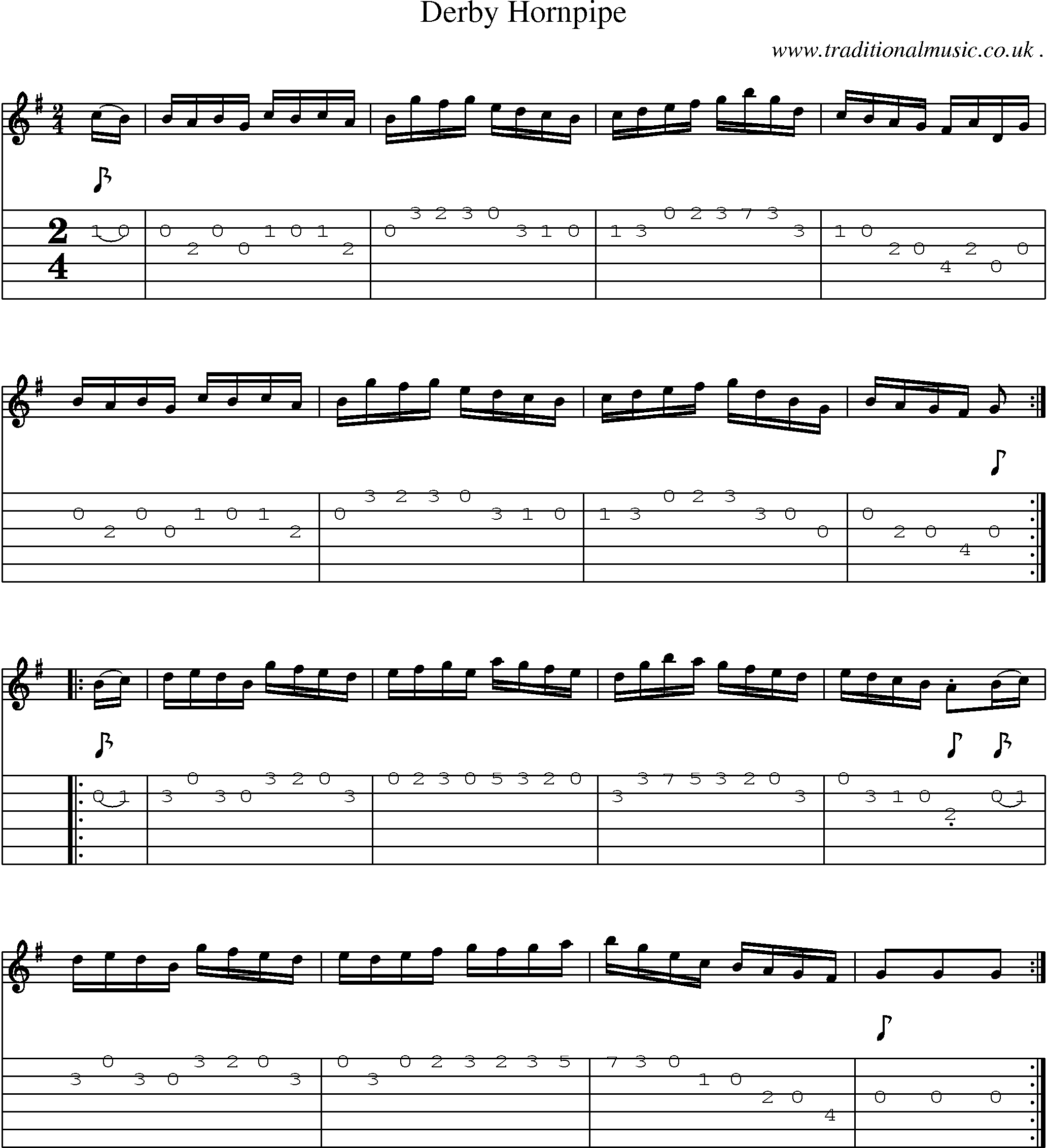 Sheet-Music and Guitar Tabs for Derby Hornpipe