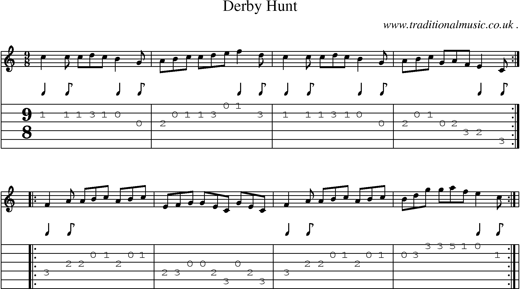 Sheet-Music and Guitar Tabs for Derby Hunt