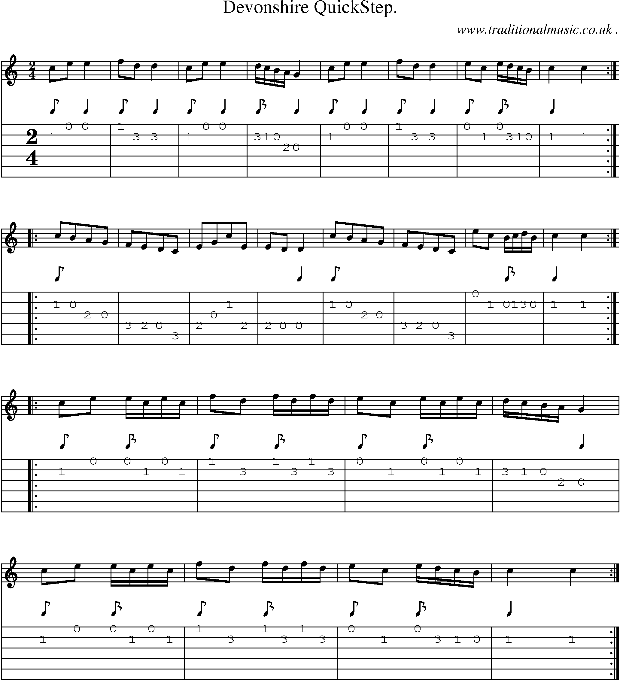 Sheet-Music and Guitar Tabs for Devonshire Quickstep