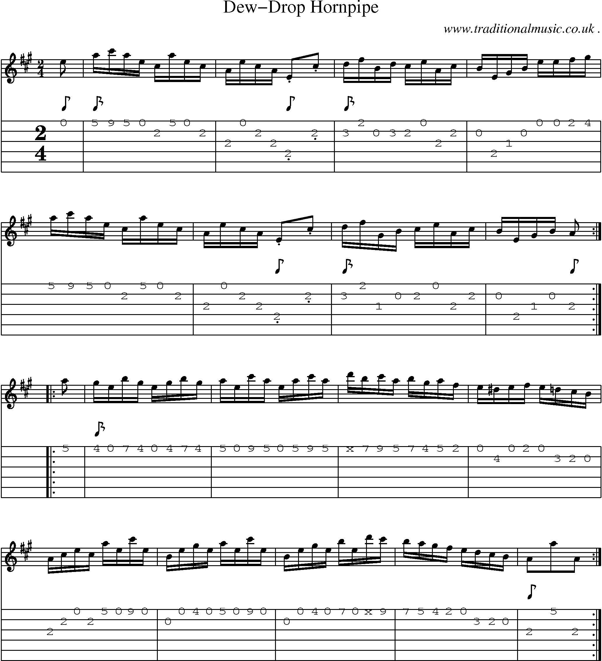 Sheet-Music and Guitar Tabs for Dew-drop Hornpipe