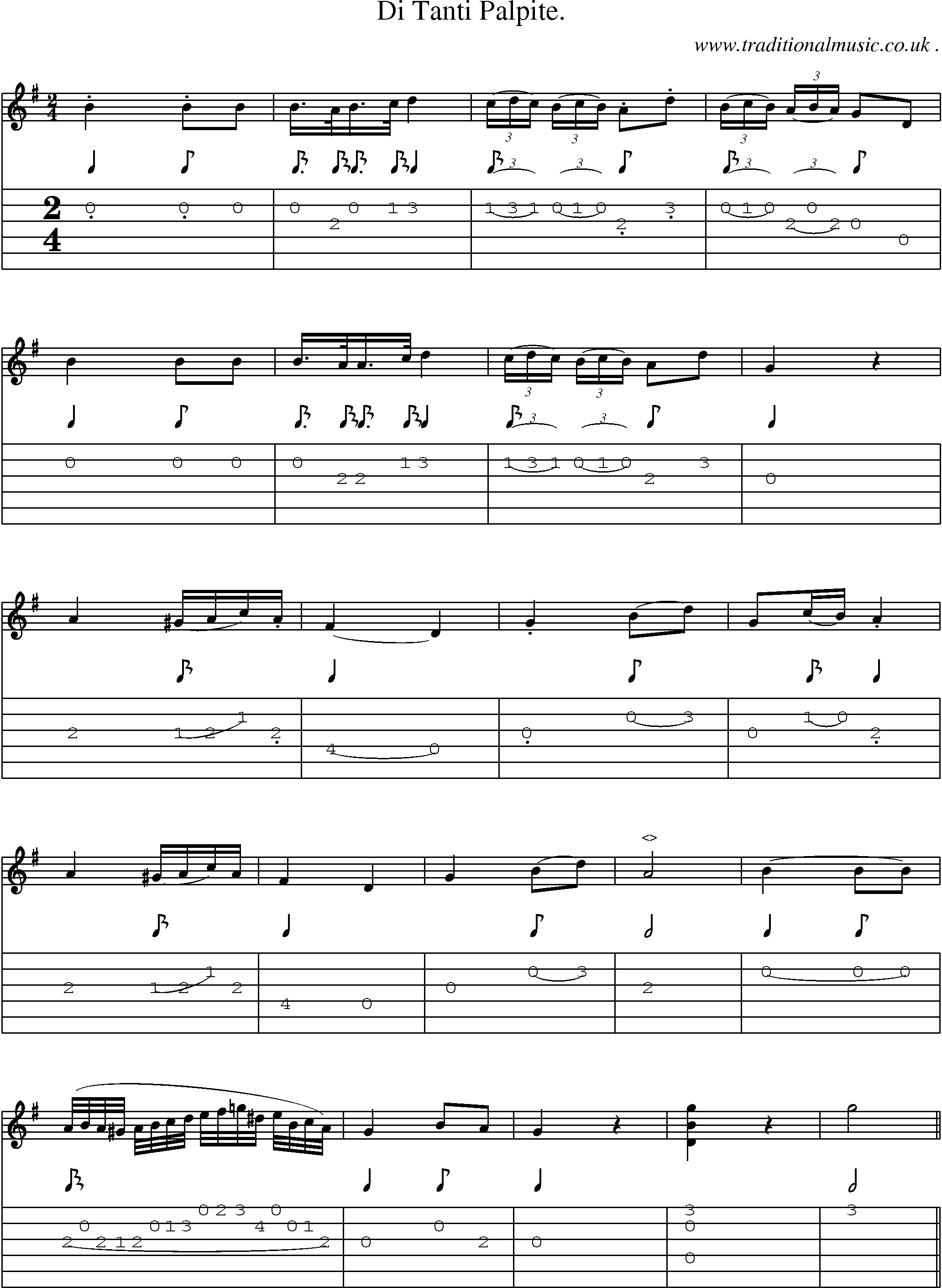 Sheet-Music and Guitar Tabs for Di Tanti Palpite