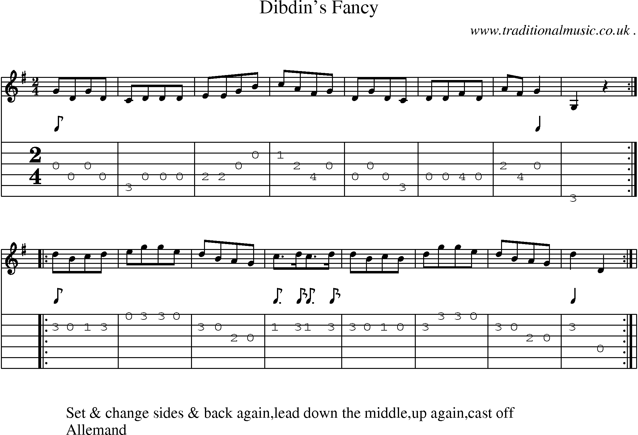 Sheet-Music and Guitar Tabs for Dibdins Fancy