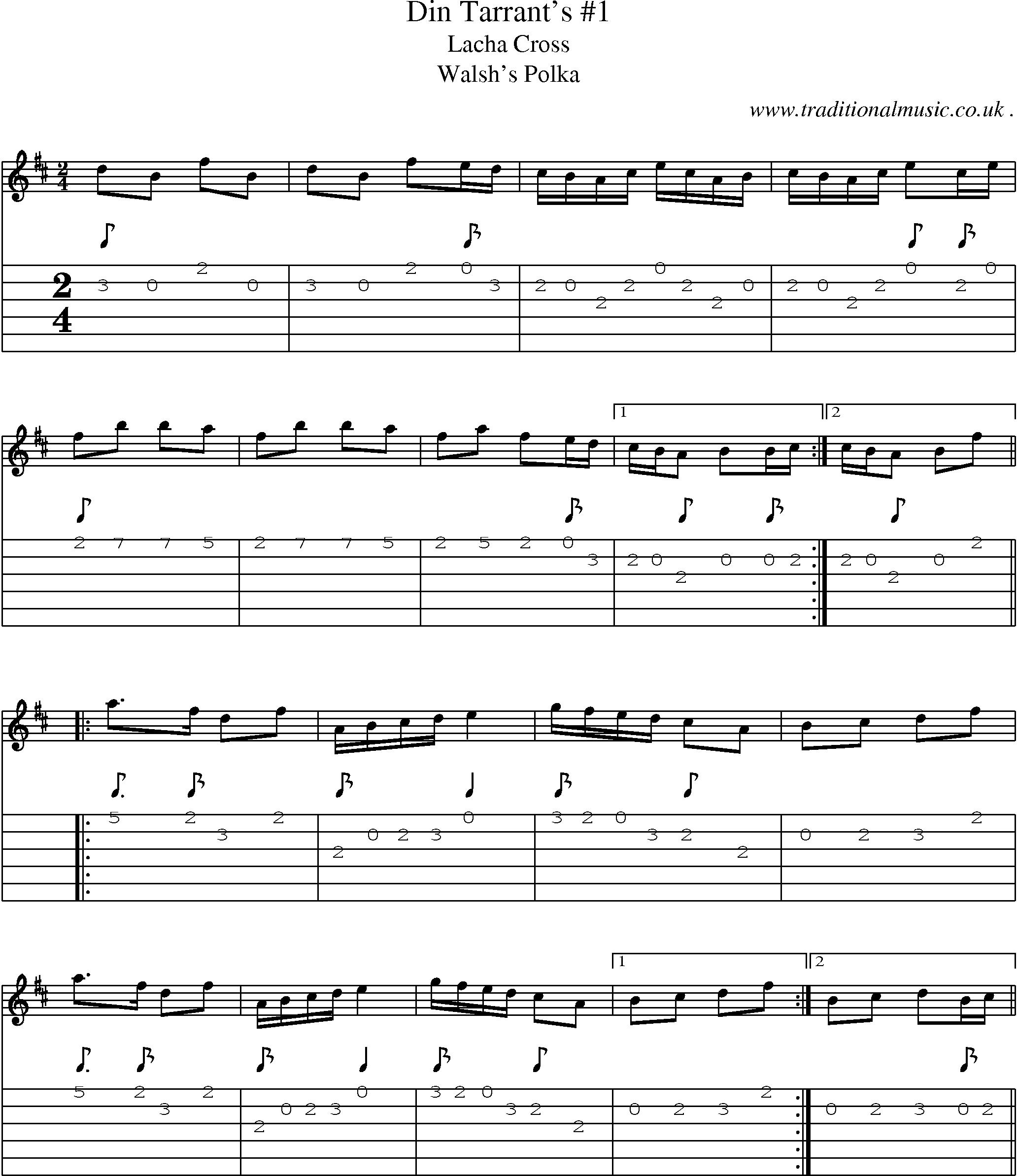 Sheet-Music and Guitar Tabs for Din Tarrants 1