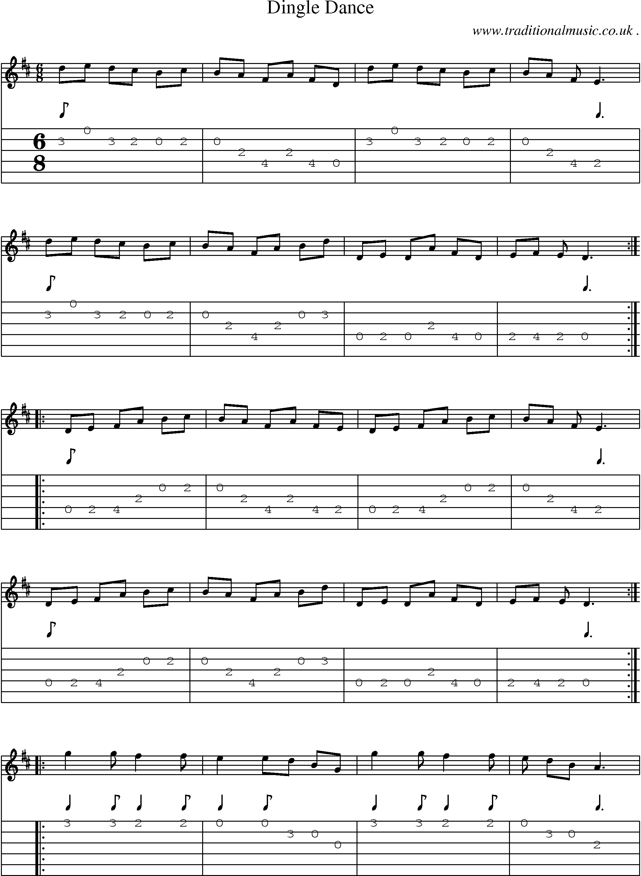 Sheet-Music and Guitar Tabs for Dingle Dance