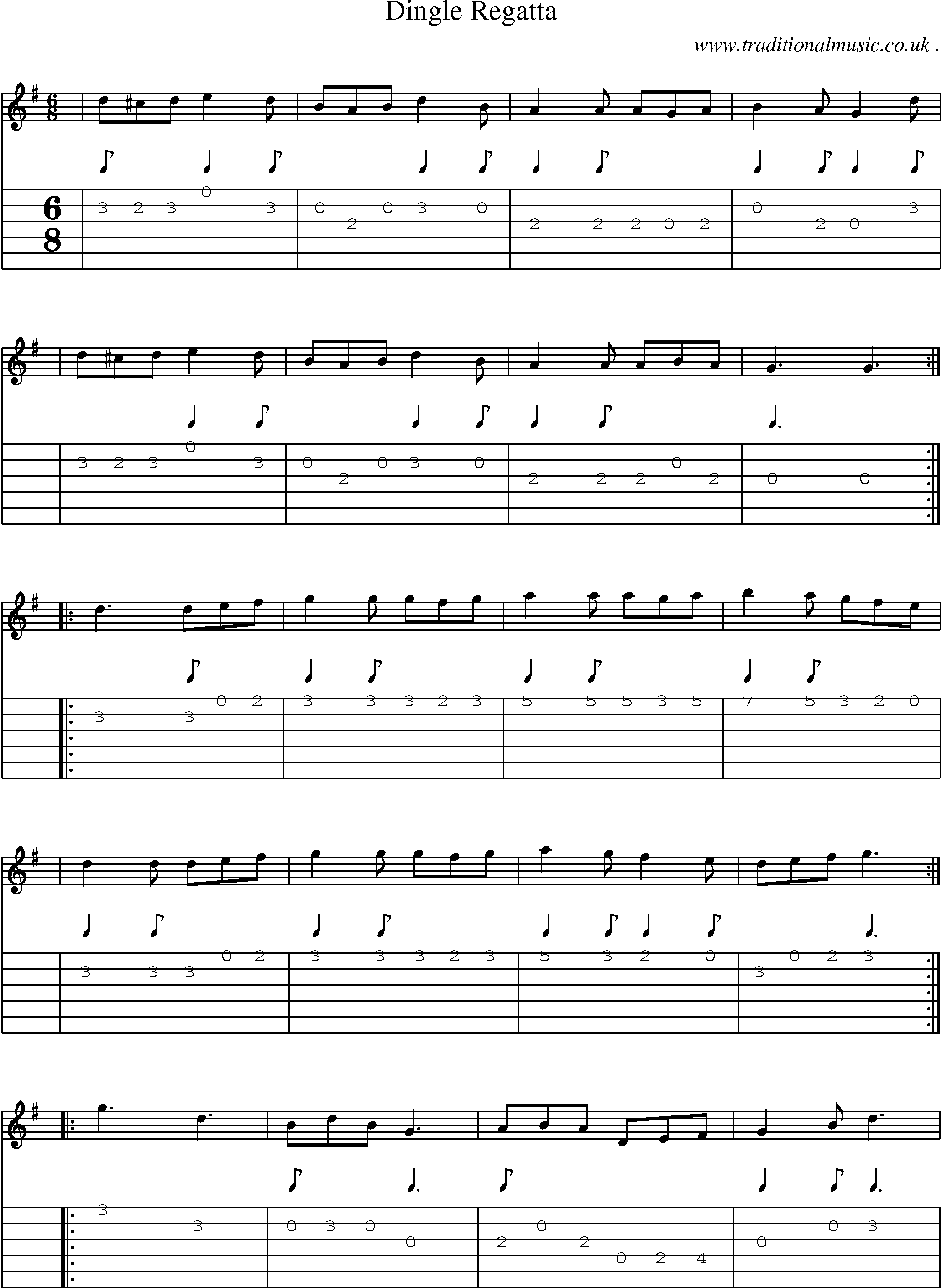 Sheet-Music and Guitar Tabs for Dingle Regatta