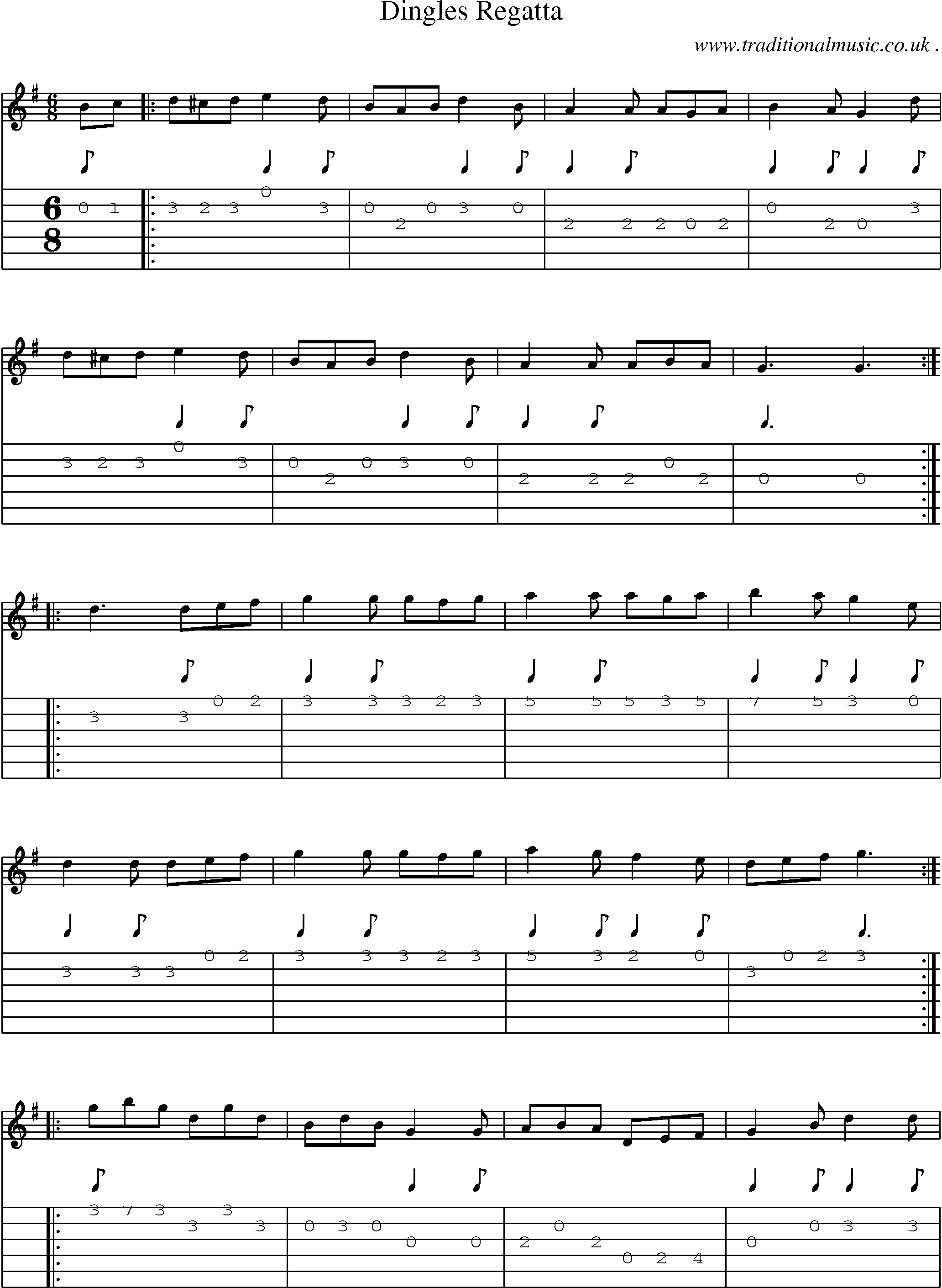 Sheet-Music and Guitar Tabs for Dingles Regatta