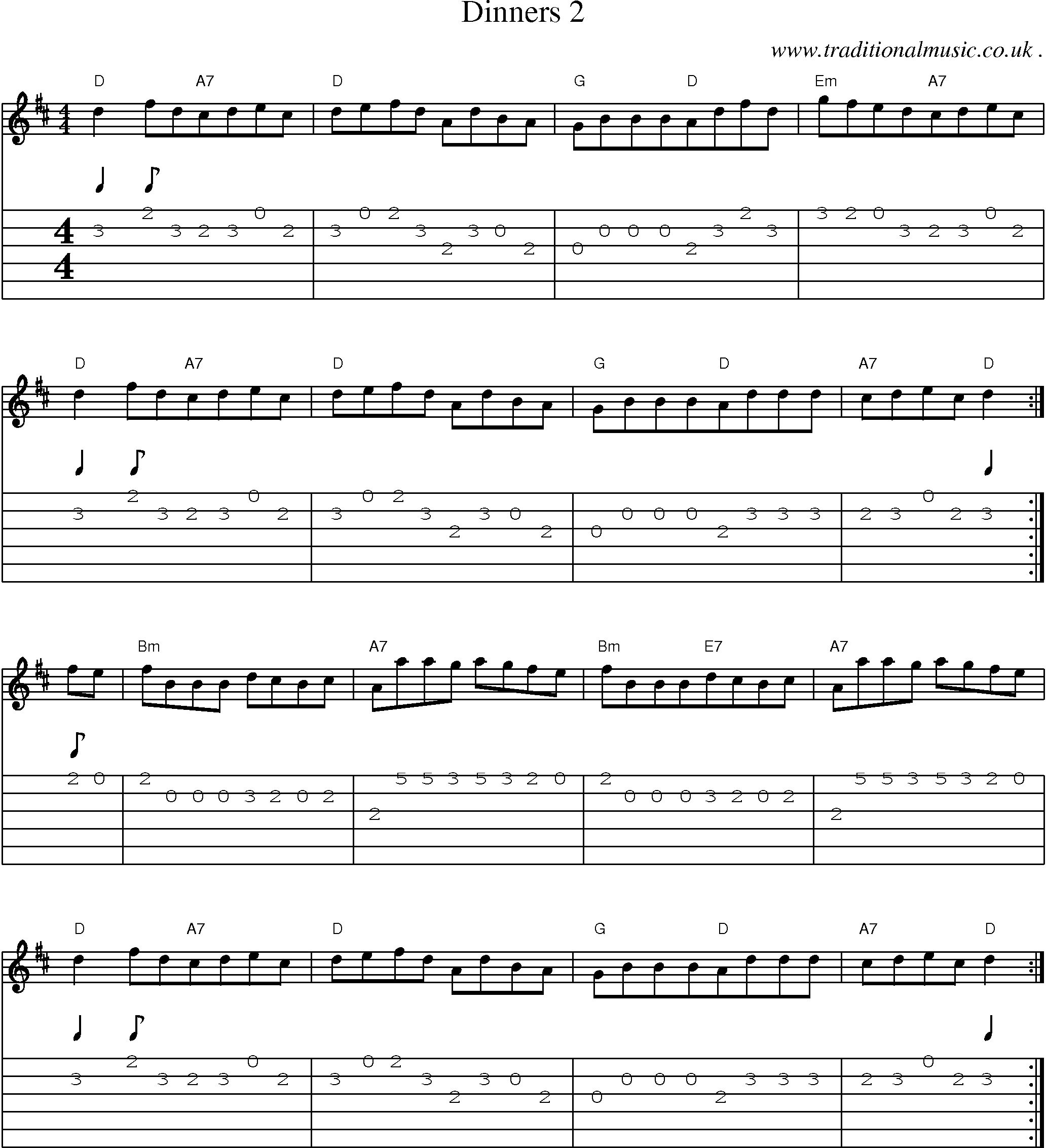 Sheet-Music and Guitar Tabs for Dinners 2