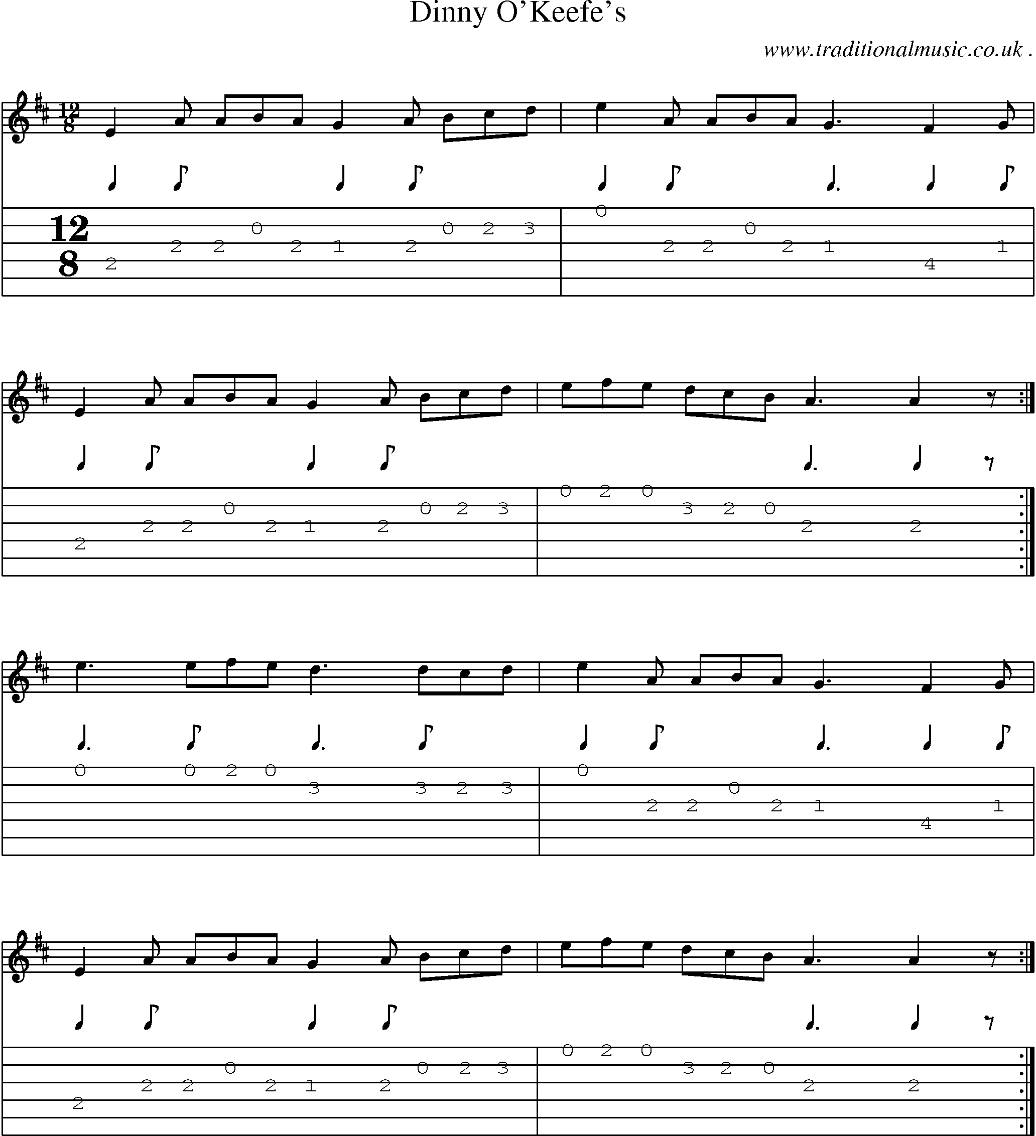 Sheet-Music and Guitar Tabs for Dinny Okeefes