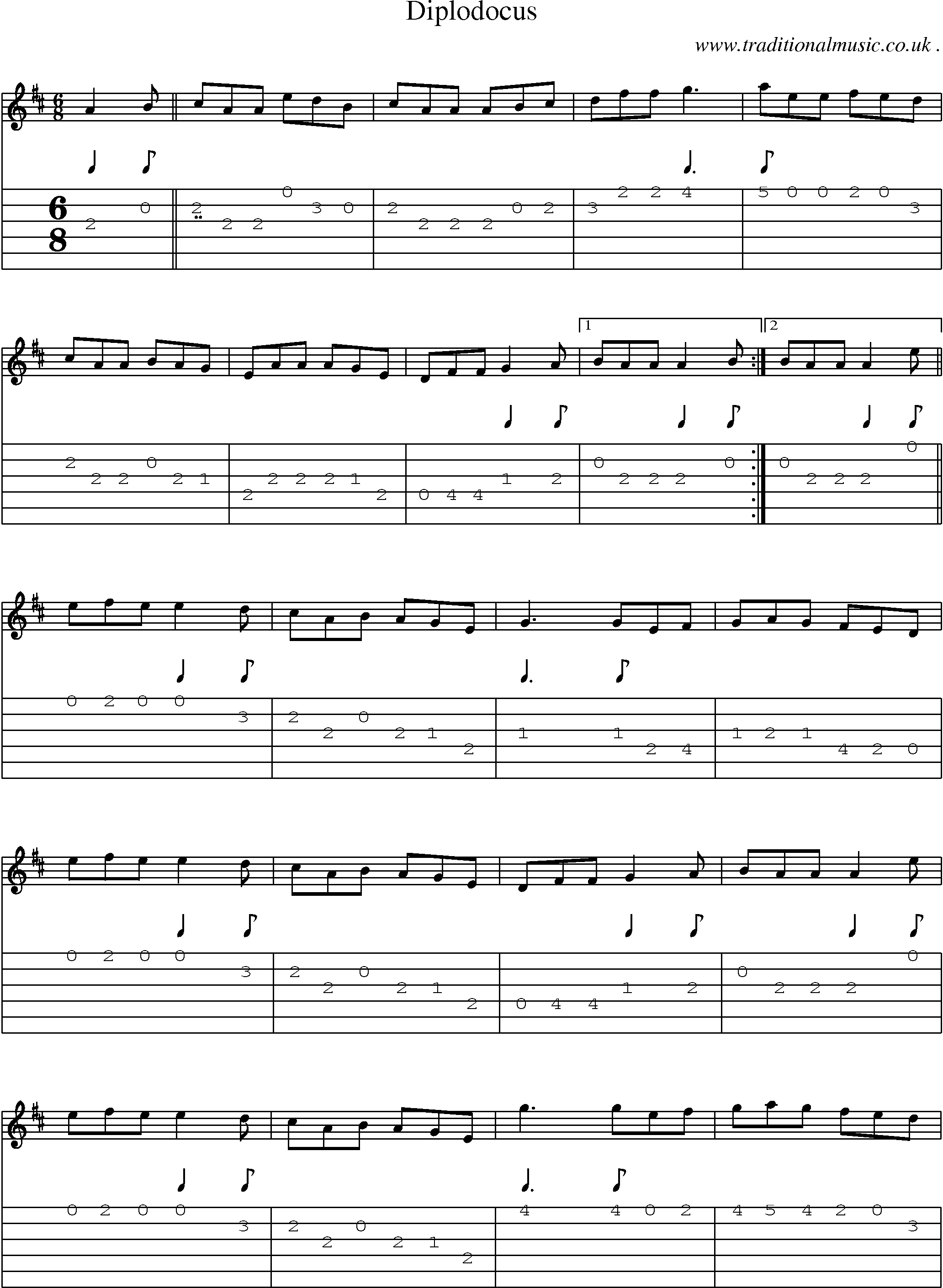 Sheet-Music and Guitar Tabs for Diplodocus