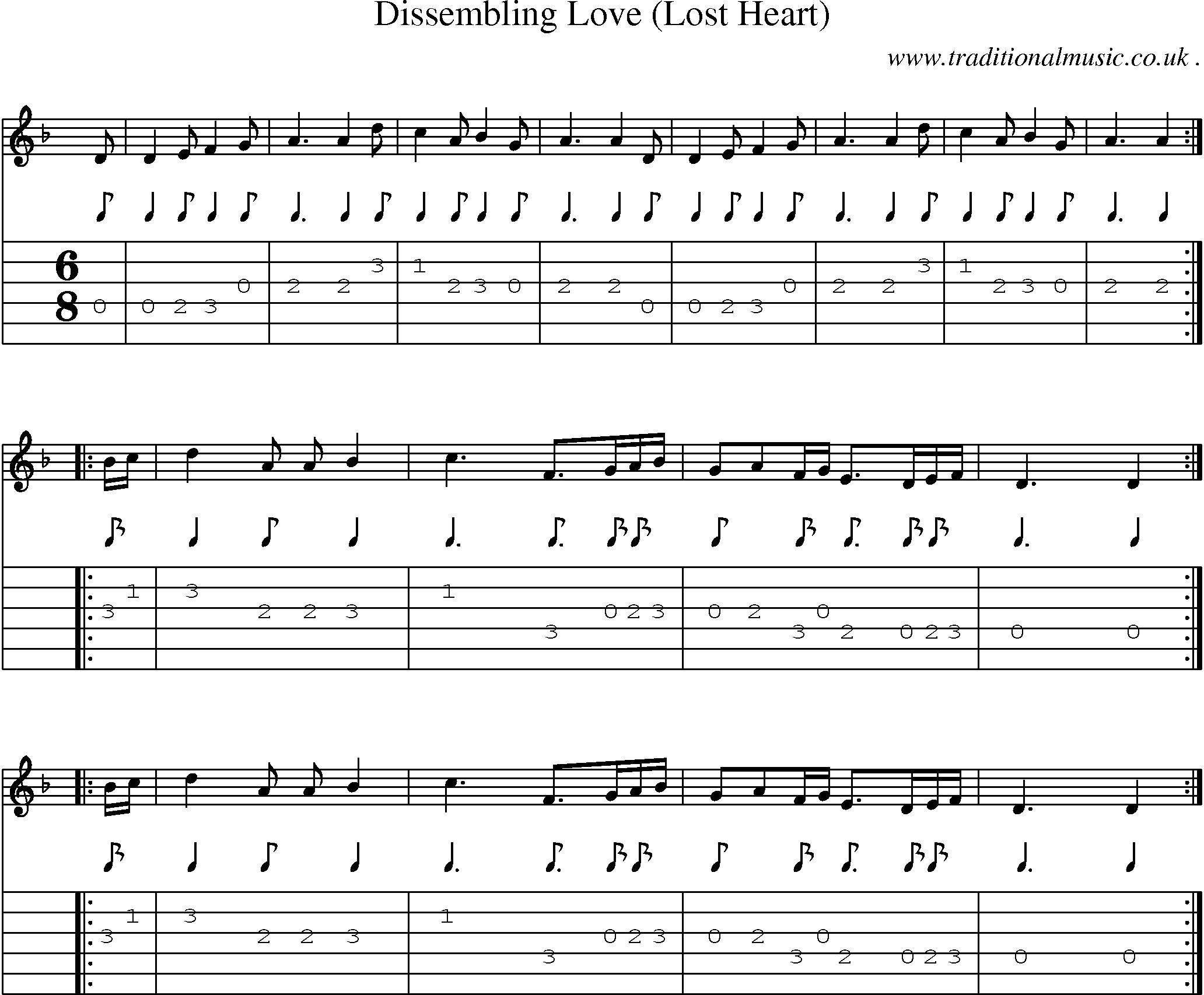 Sheet-Music and Guitar Tabs for Dissembling Love (lost Heart)