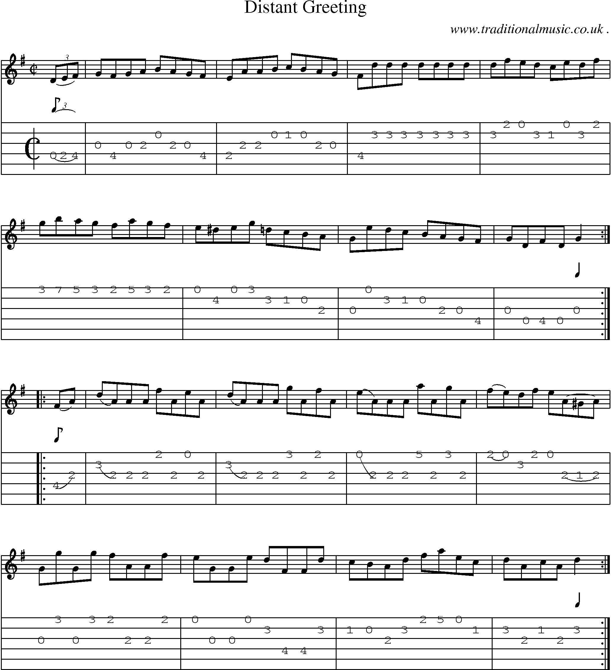 Sheet-Music and Guitar Tabs for Distant Greeting