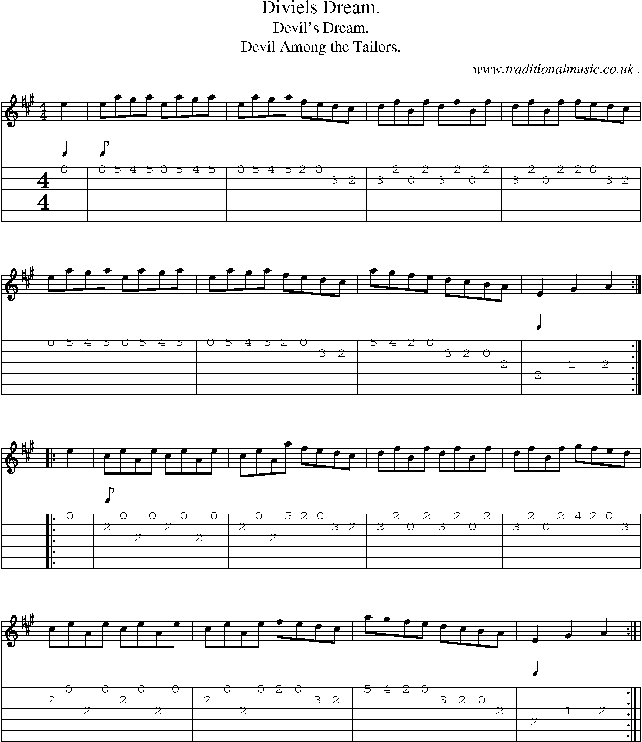 Sheet-Music and Guitar Tabs for Diviels Dream