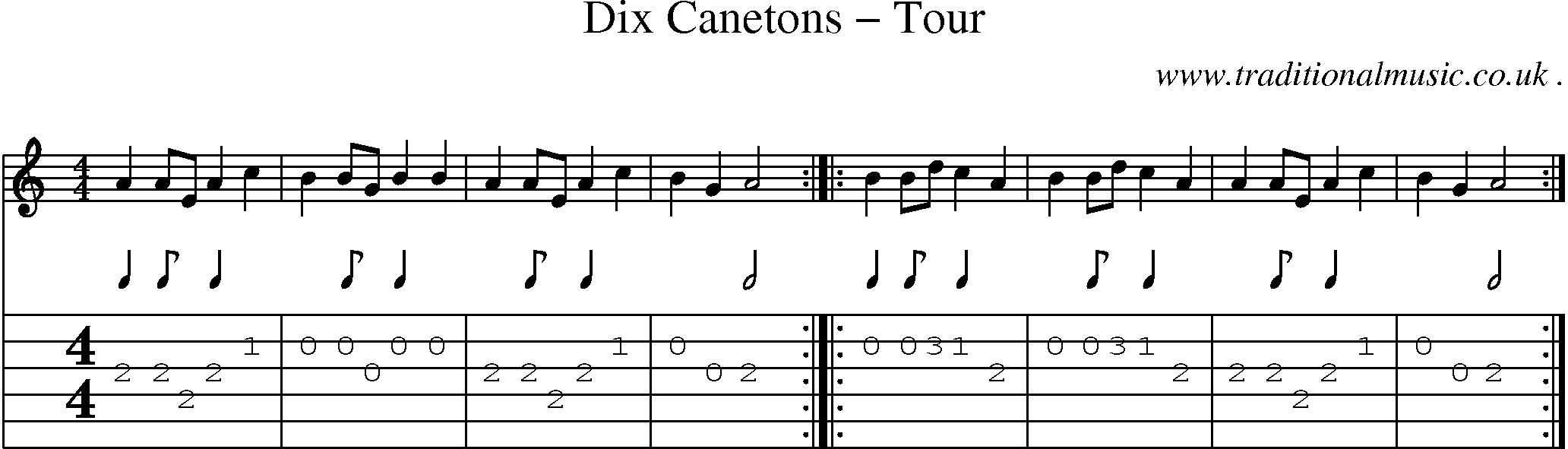 Sheet-Music and Guitar Tabs for Dix Canetons Tour