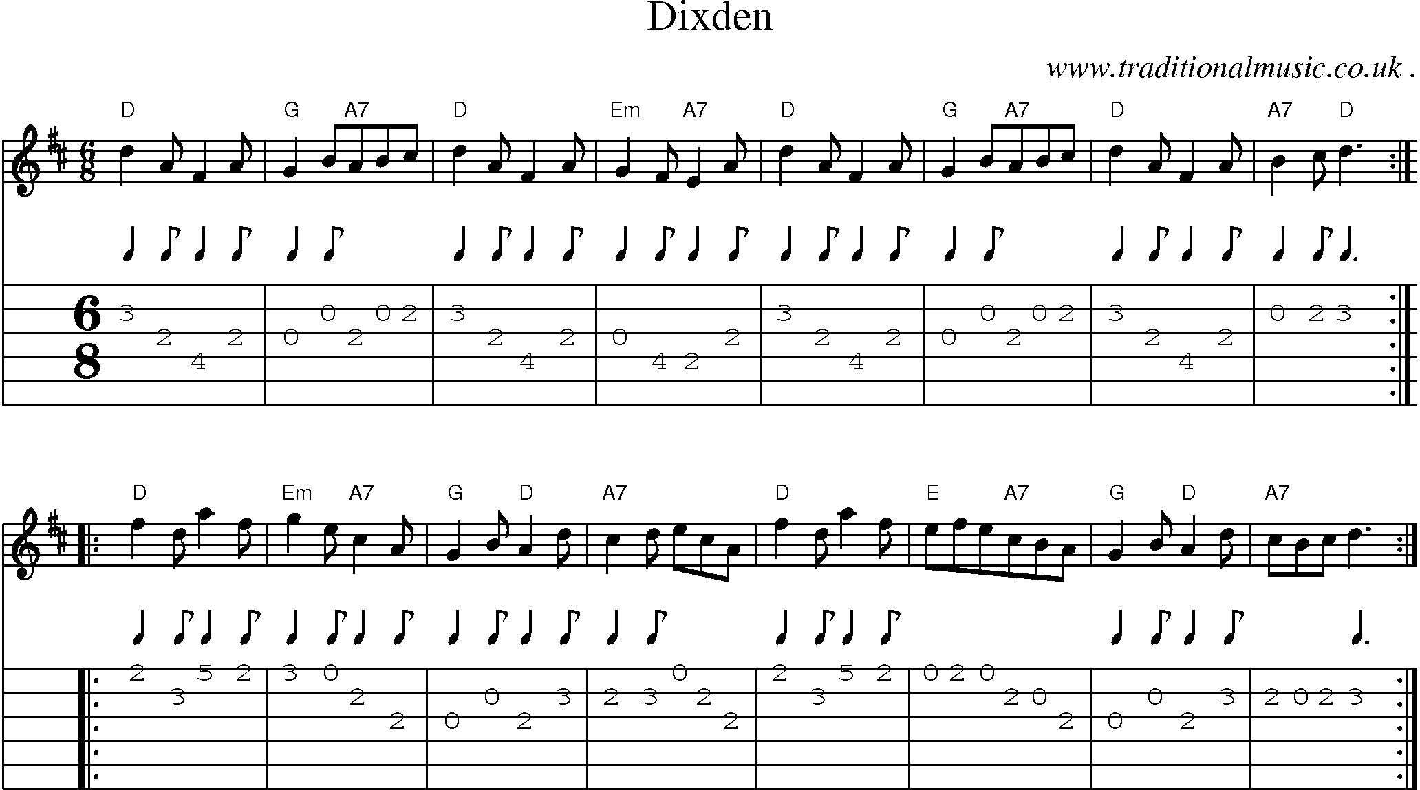 Sheet-Music and Guitar Tabs for Dixden