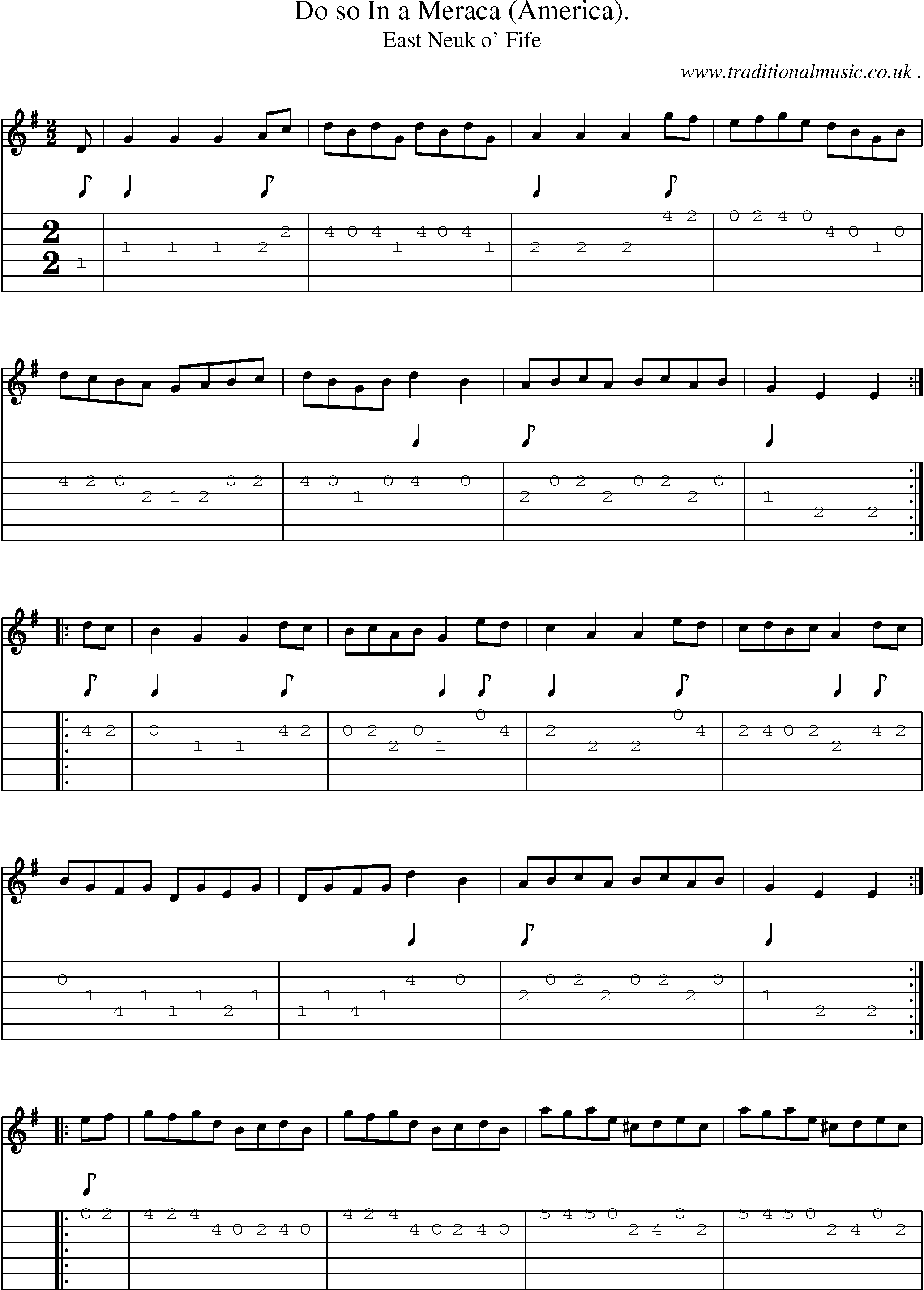 Sheet-Music and Guitar Tabs for Do So In A Meraca (america)