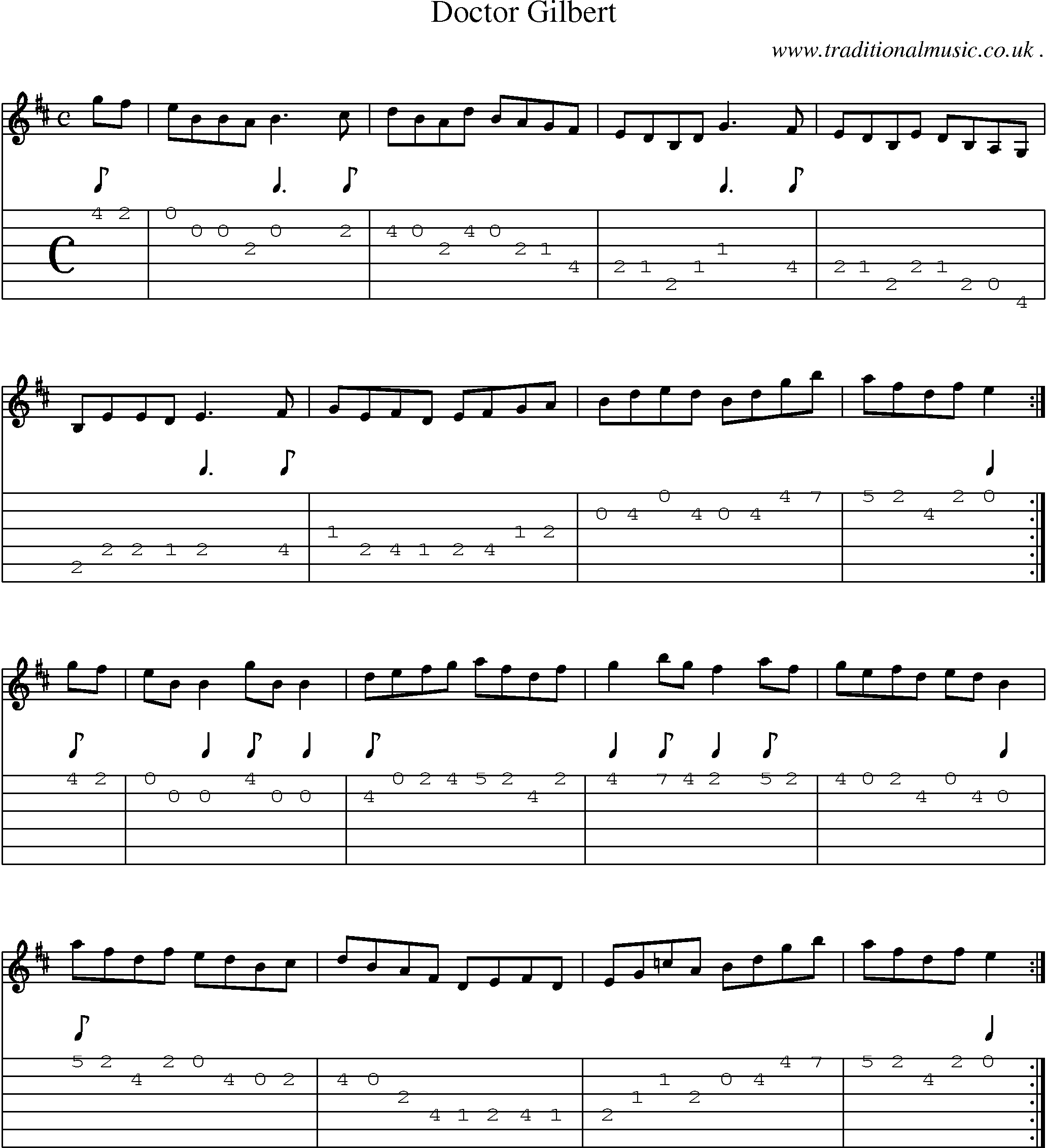 Sheet-Music and Guitar Tabs for Doctor Gilbert