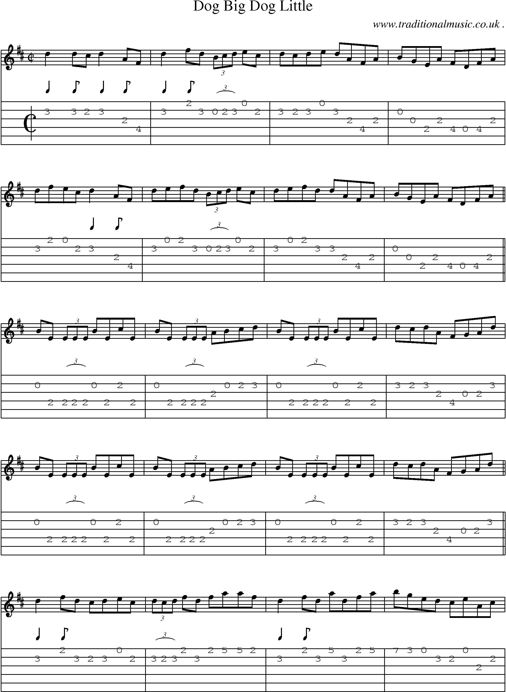 Sheet-Music and Guitar Tabs for Dog Big Dog Little