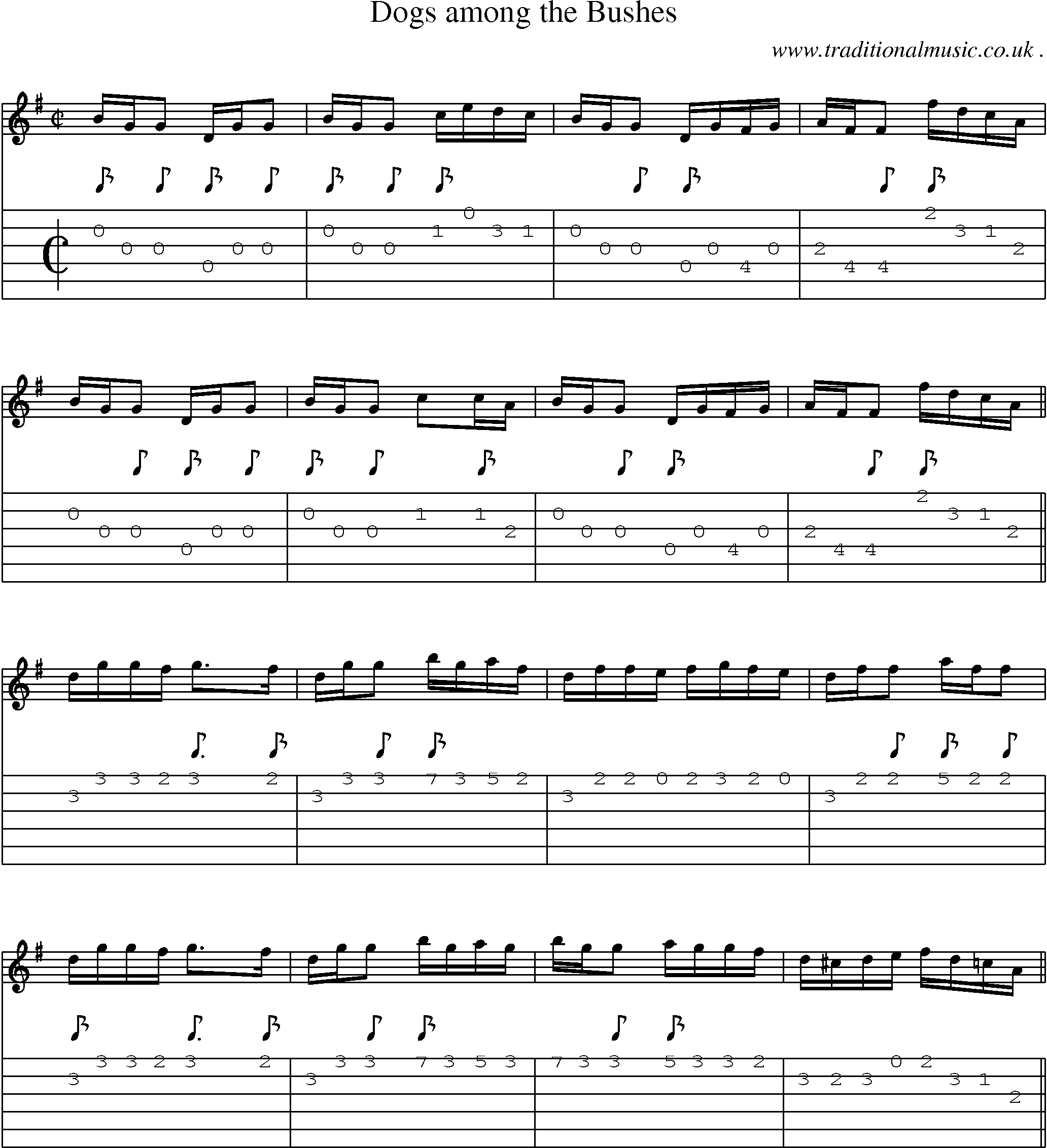 Sheet-Music and Guitar Tabs for Dogs Among The Bushes