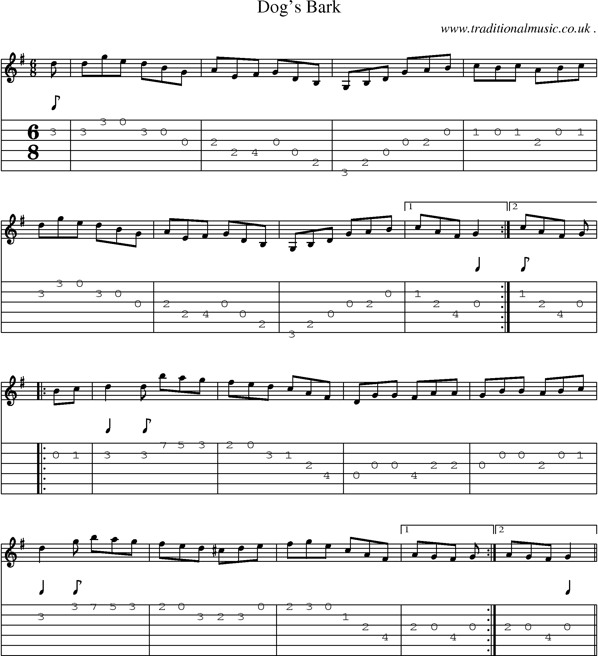 Sheet-Music and Guitar Tabs for Dogs Bark