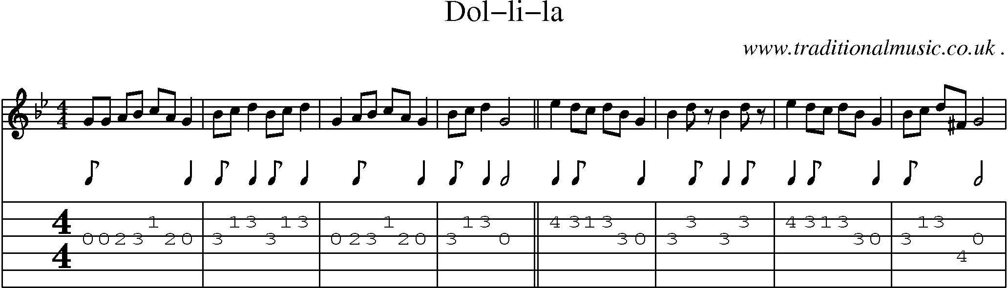 Sheet-Music and Guitar Tabs for Dol-li-la
