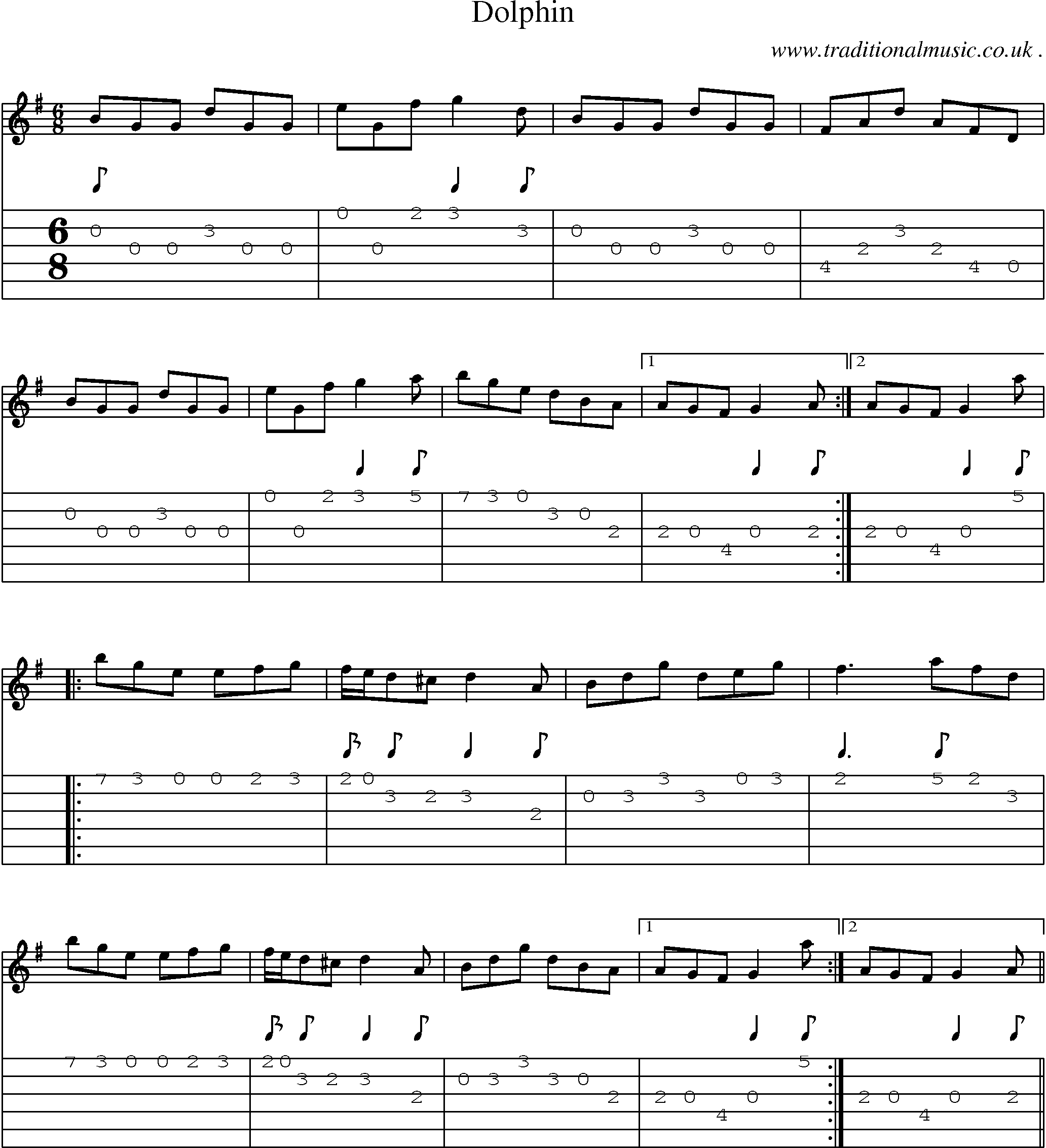 Sheet-Music and Guitar Tabs for Dolphin