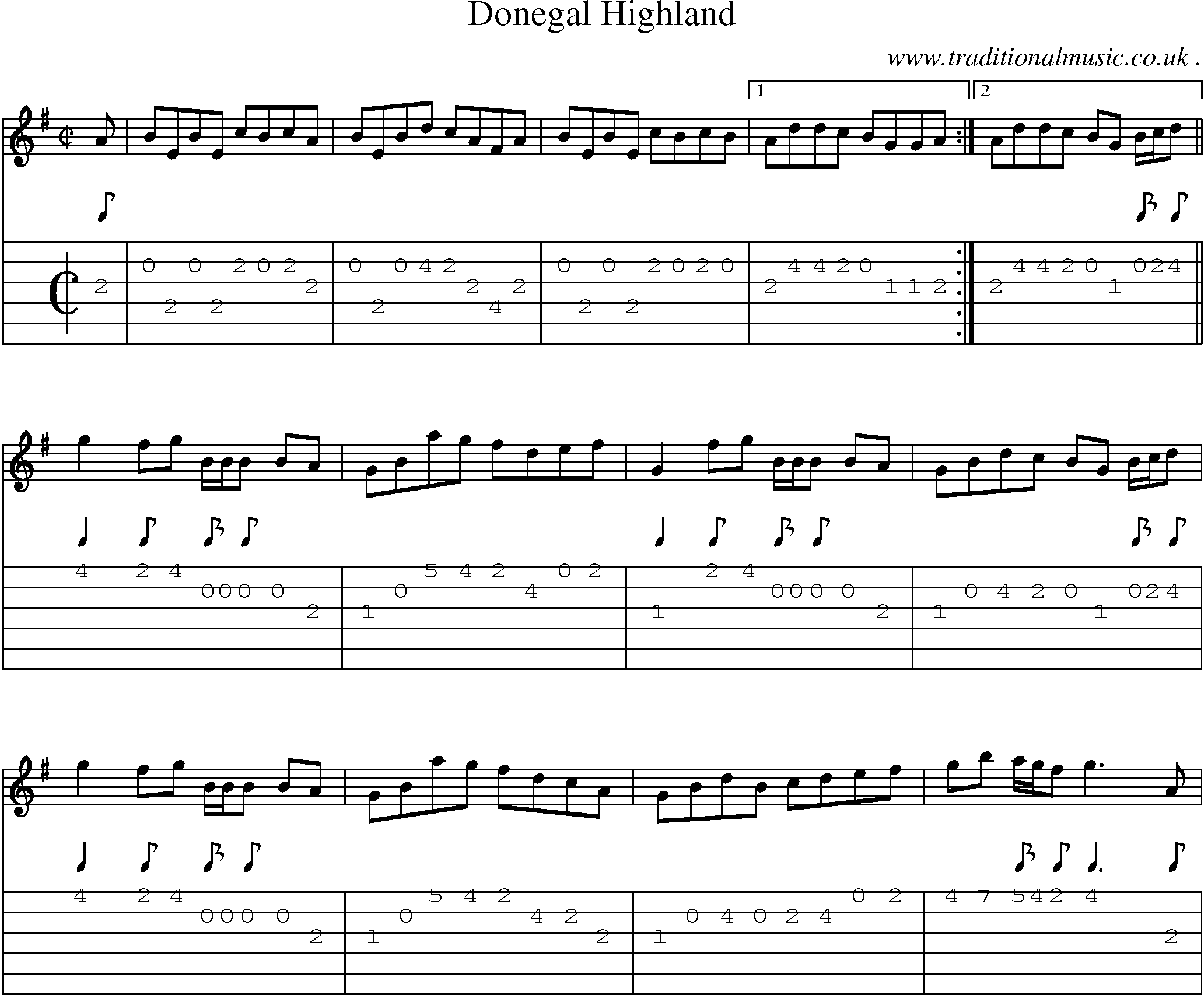 Sheet-Music and Guitar Tabs for Donegal Highland