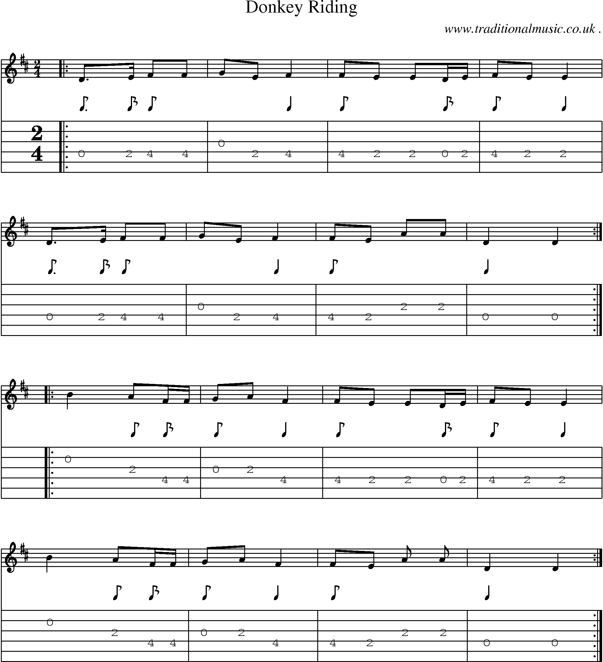 Sheet-Music and Guitar Tabs for Donkey Riding
