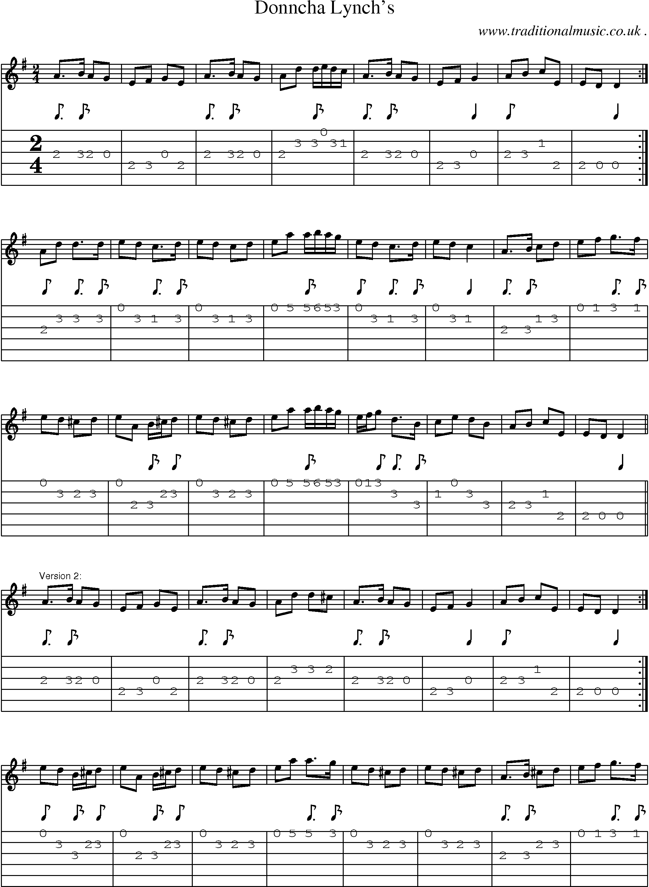 Sheet-Music and Guitar Tabs for Donncha Lynchs