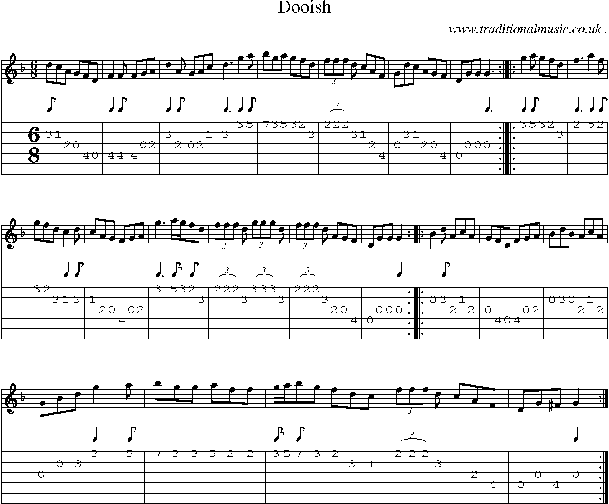 Sheet-Music and Guitar Tabs for Dooish