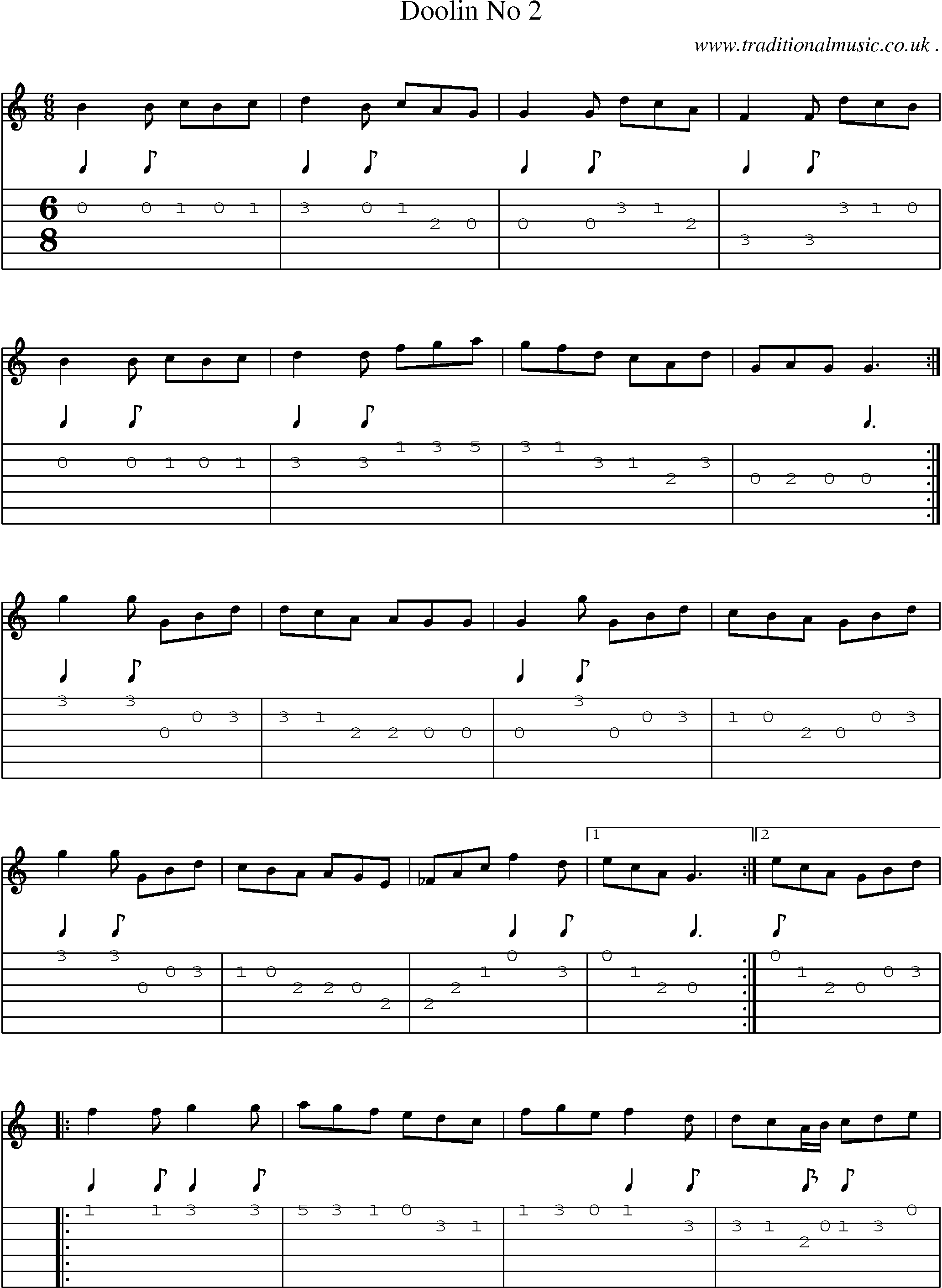 Sheet-Music and Guitar Tabs for Doolin No 2